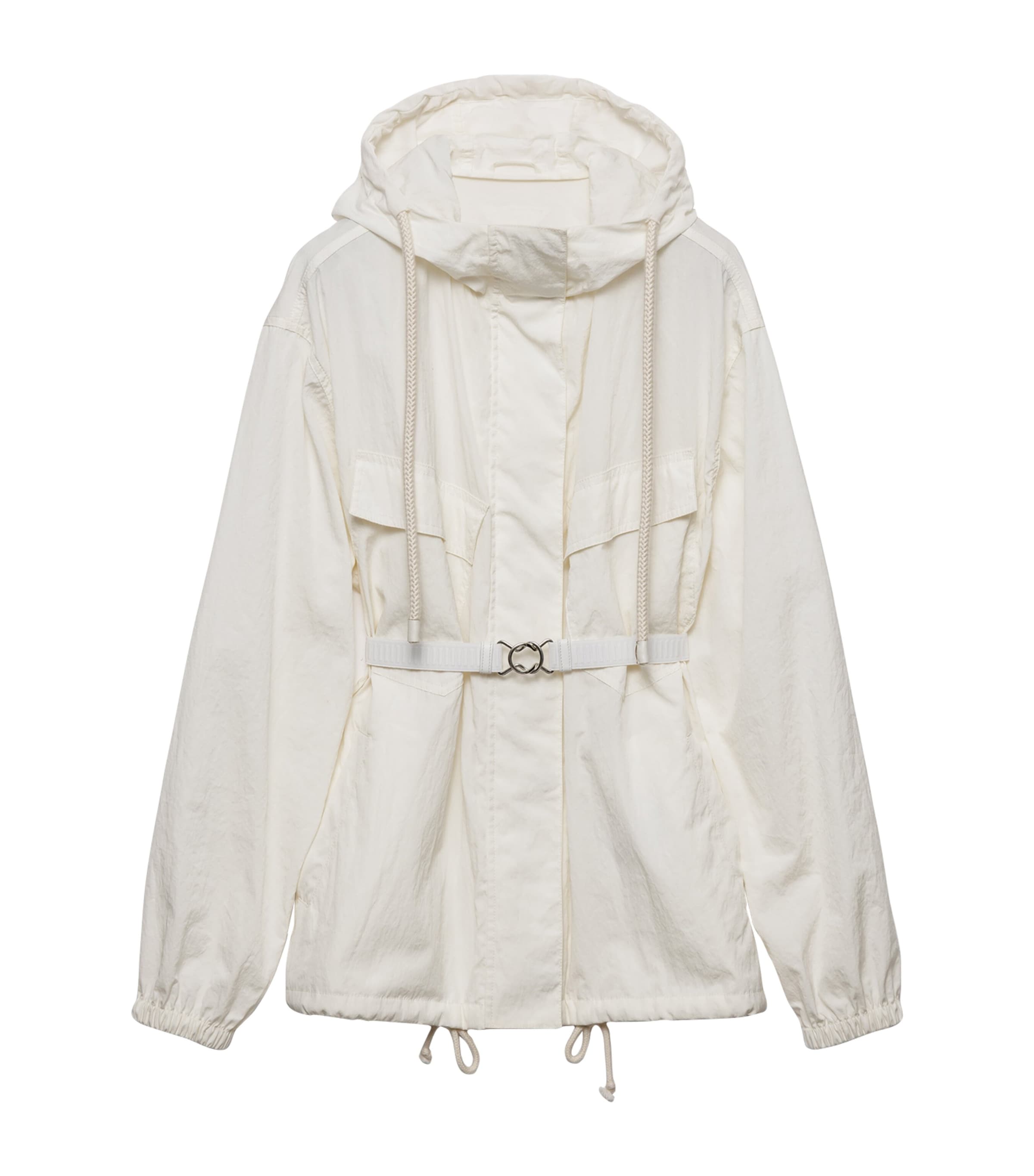 Prada Womens Cotton-Blend Belted Jacket