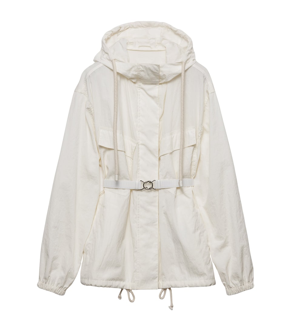 Prada Womens Cotton-Blend Belted Jacket