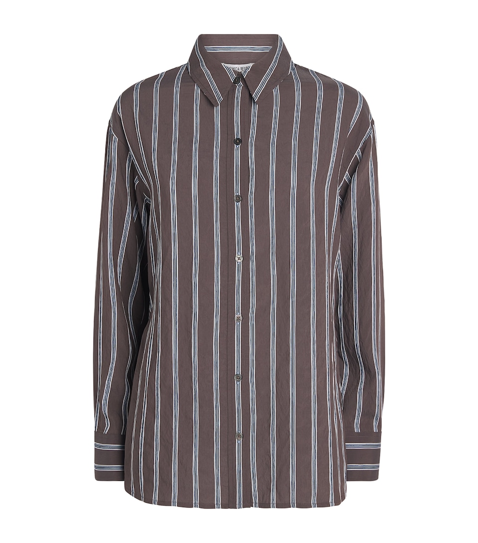 Veronica Beard Womens Stripe Lloyd Shirt Dark Mocha