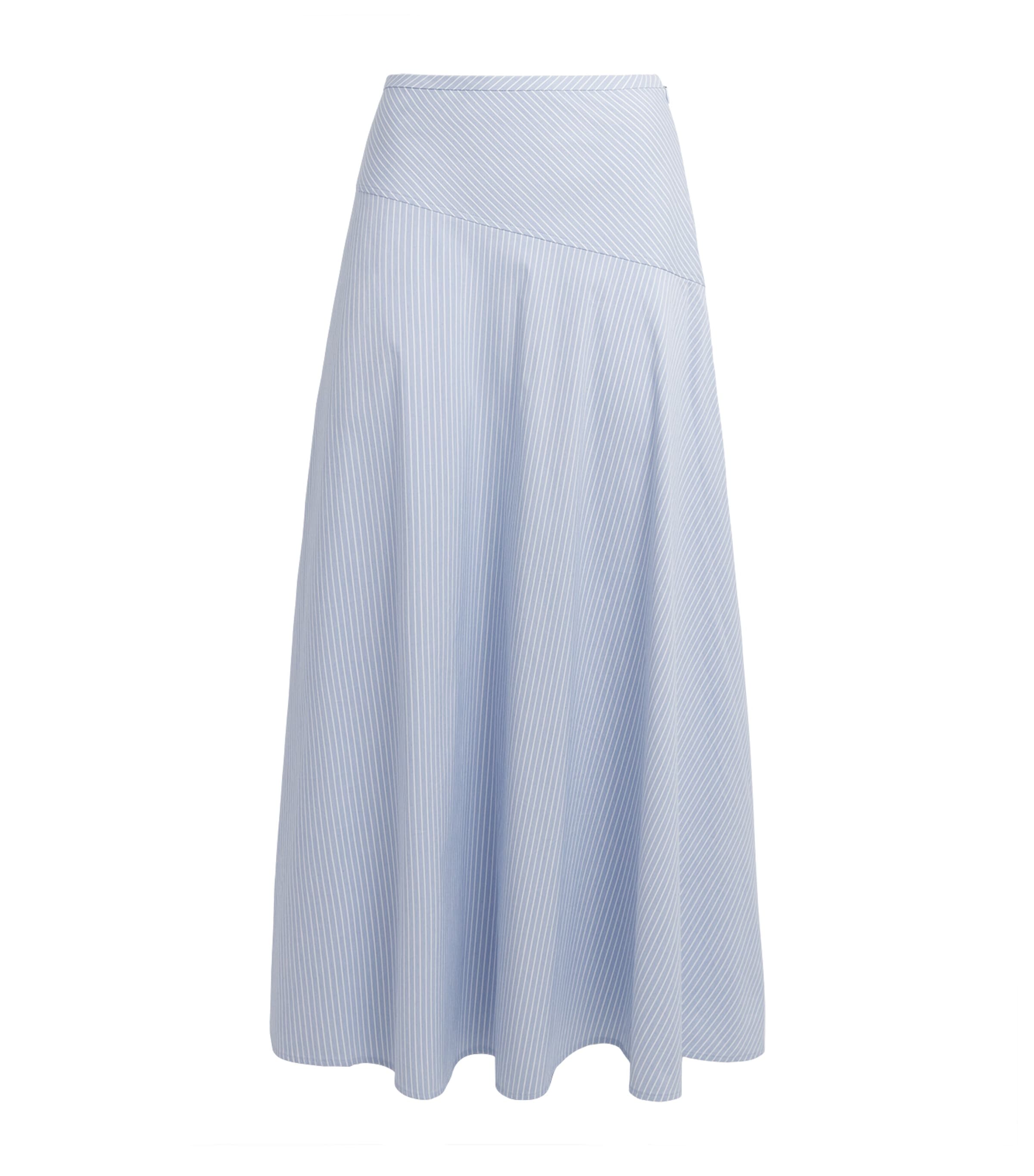 Theory Womens Stripe Midi Skirt Blue Multi