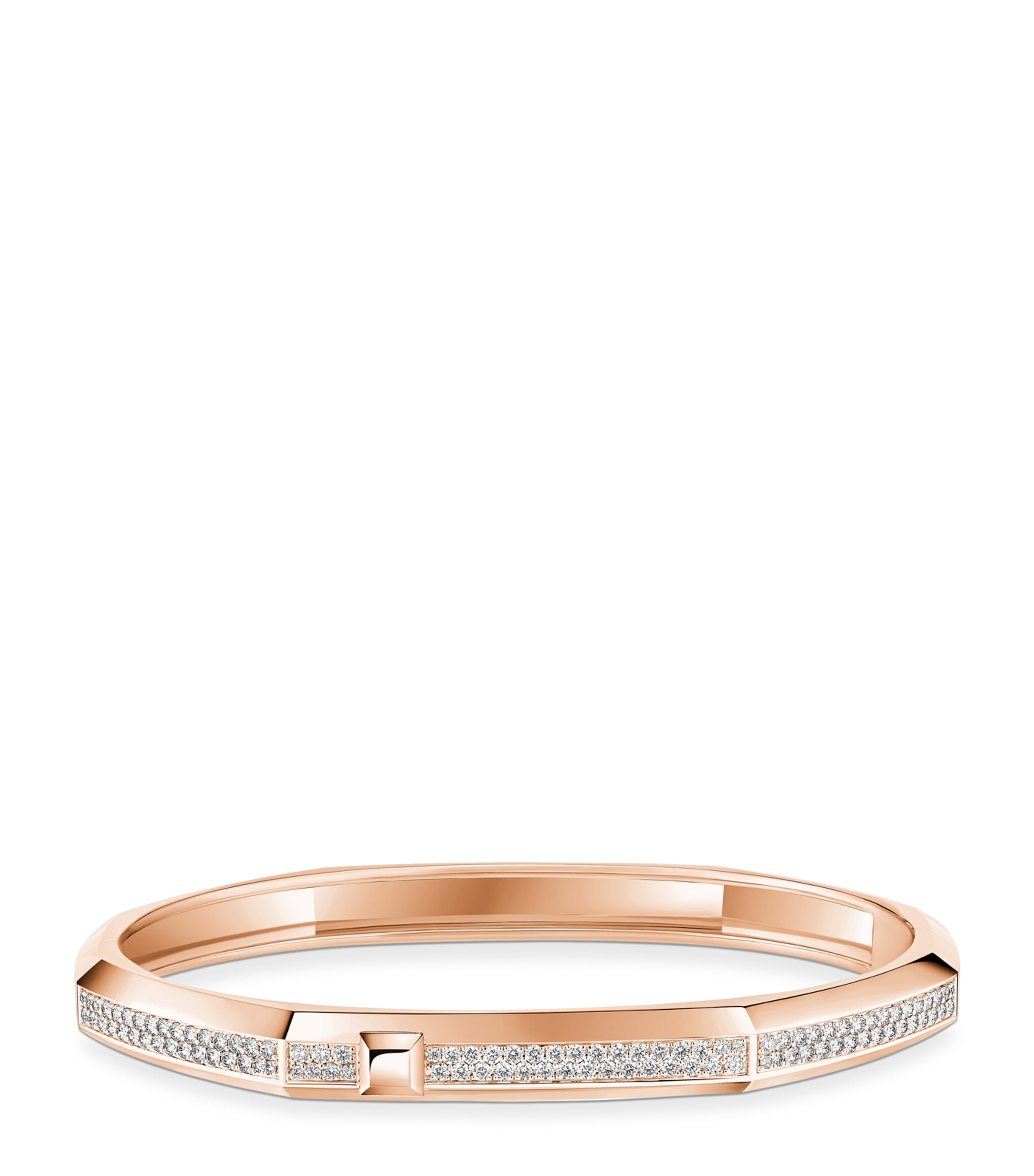 Messika Moderniste Medium Pink Gold and Diamond Pavé Bangle White Gold