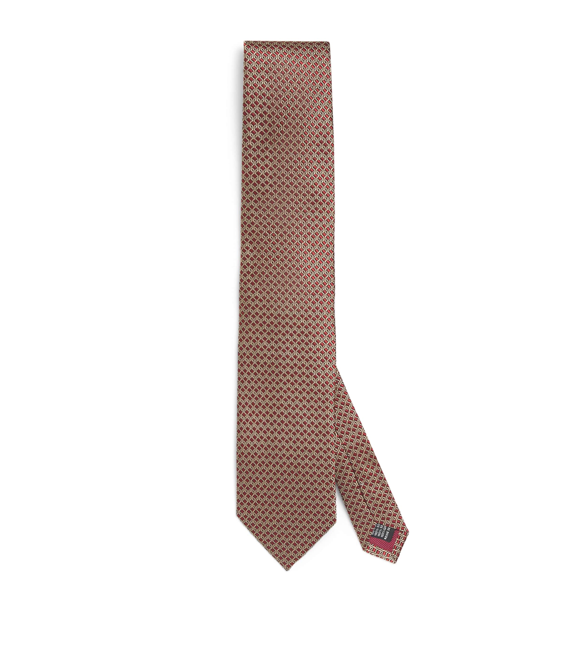 Silk Geometric Jacquard Tie