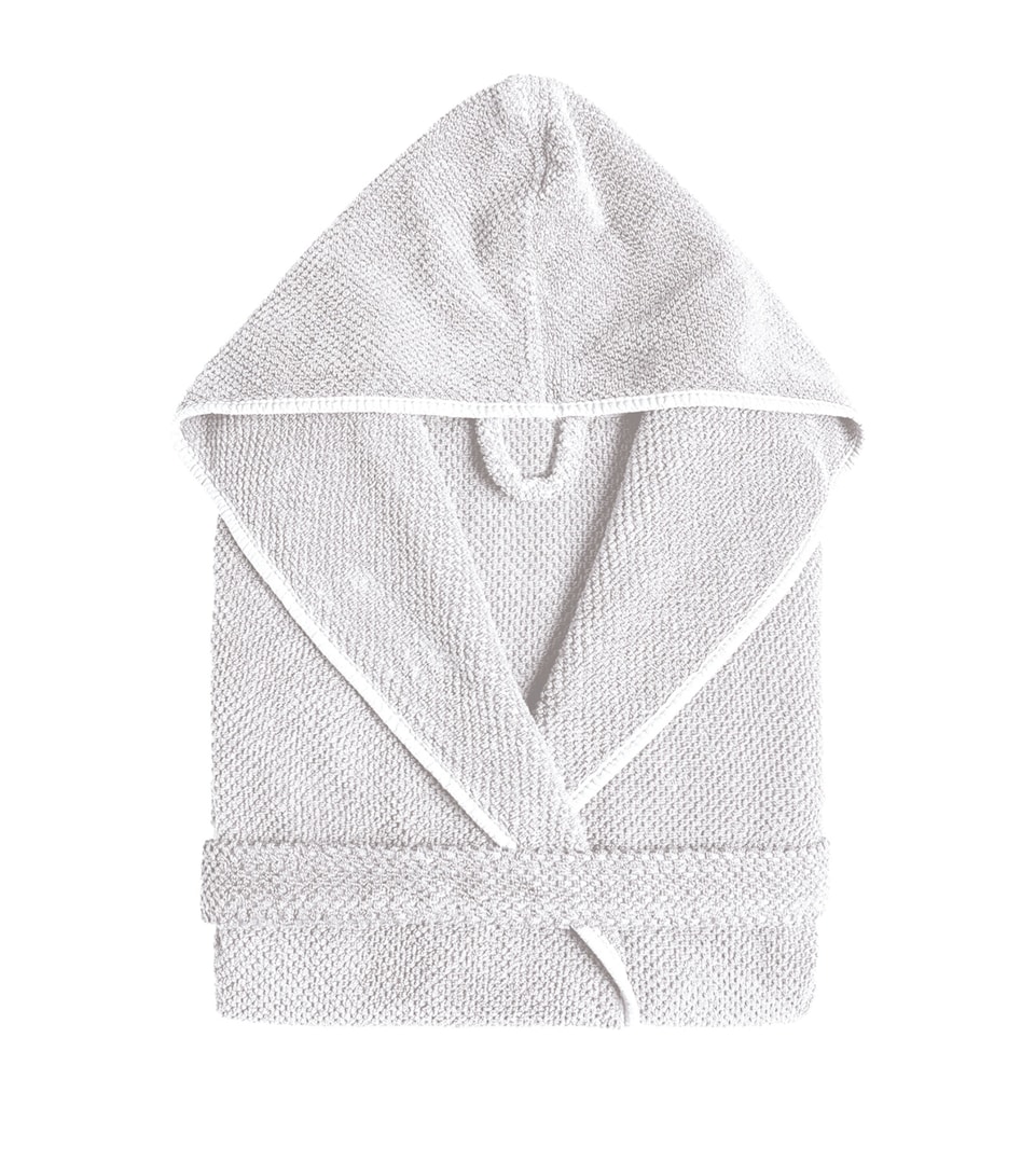 GRACCIOZA Bee Waffle Hooded Bathrobe (Large/Extra Large) White