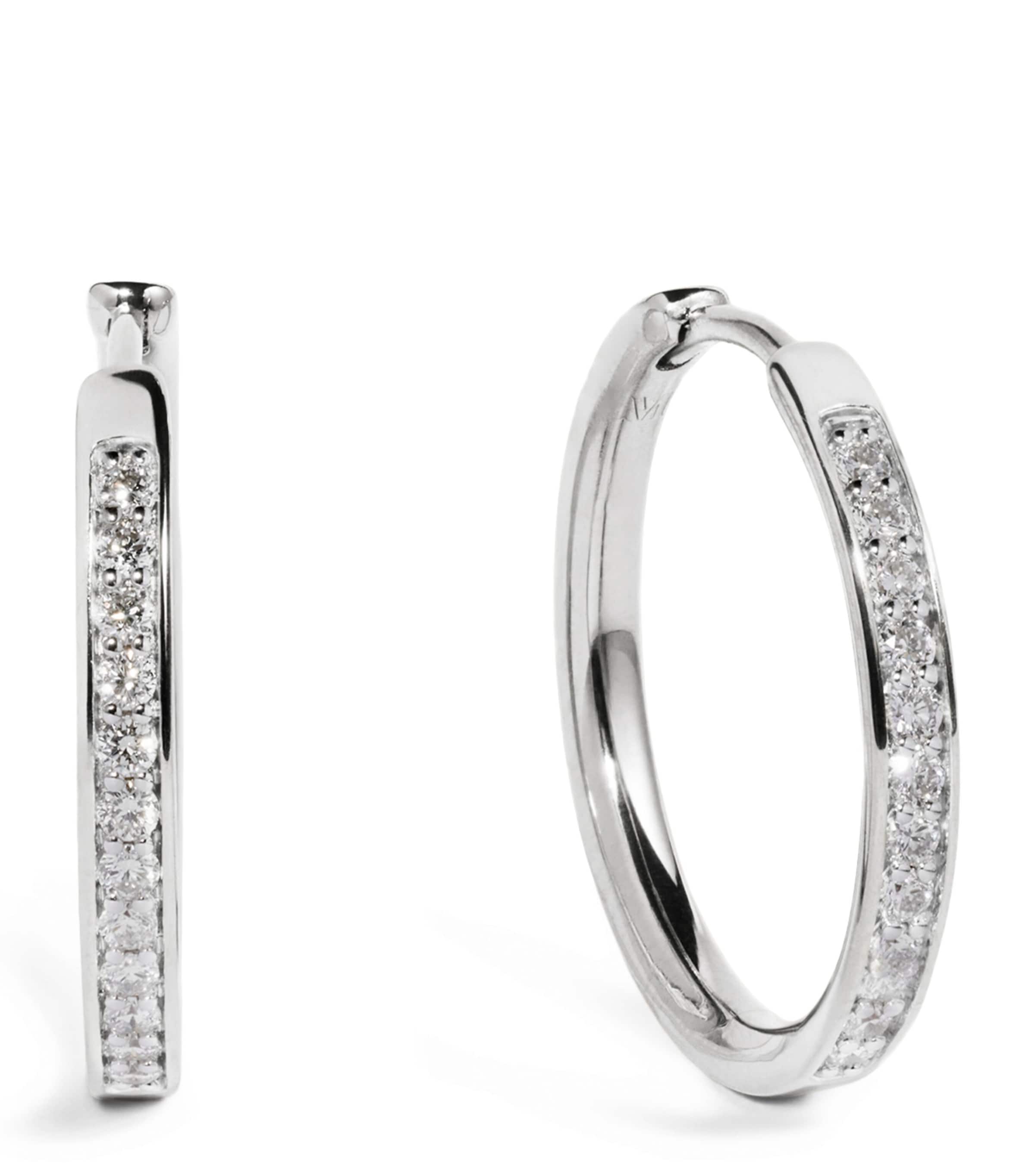 Monica Vinader Small Sterling Silver and Diamond Hoop Earrings Silver/diamond