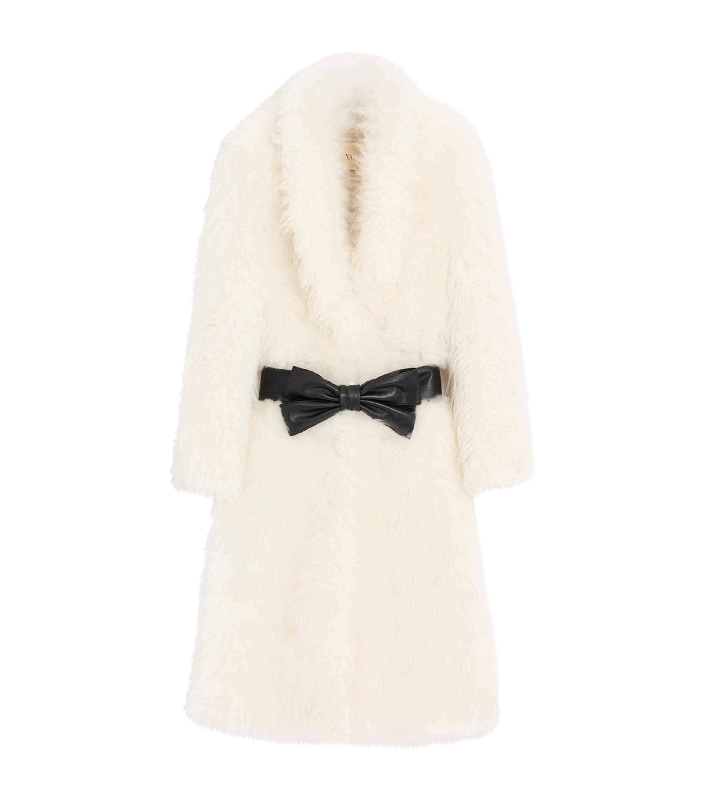 Valentino Womens Fur Bow-Belt Coat
