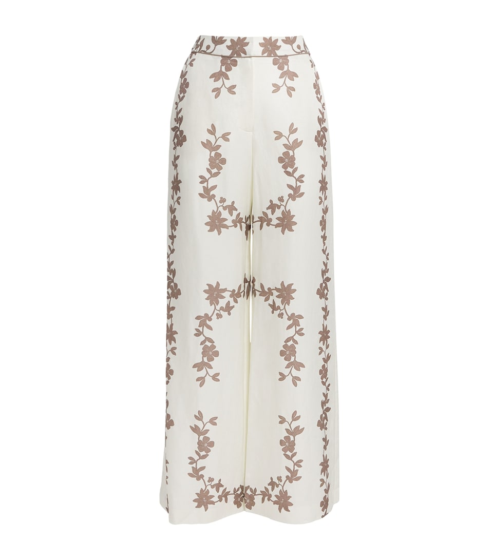 Claudie Pierlot Womens Floral Print Wide-Leg Trousers Light Print