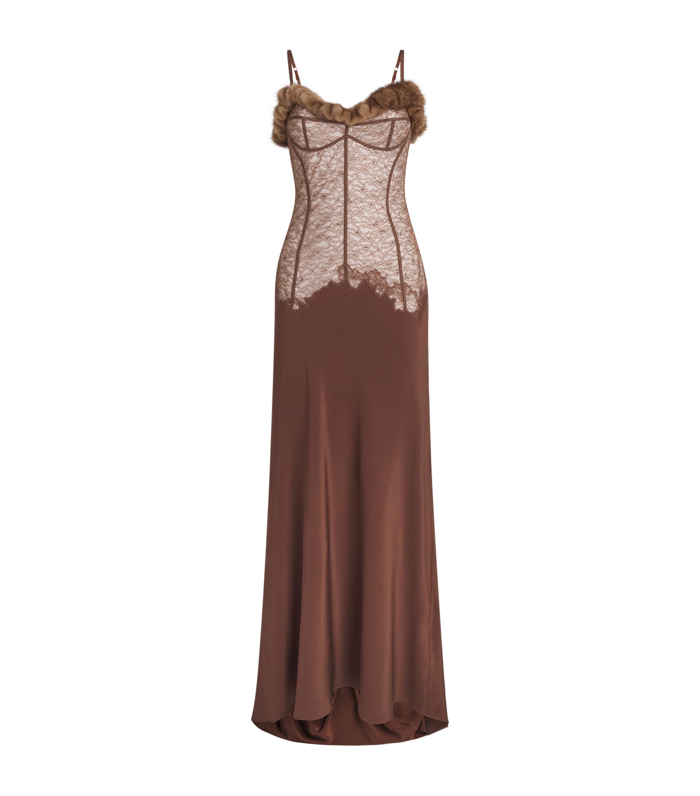 Mink-Silk Lace Slip Maxi Dress