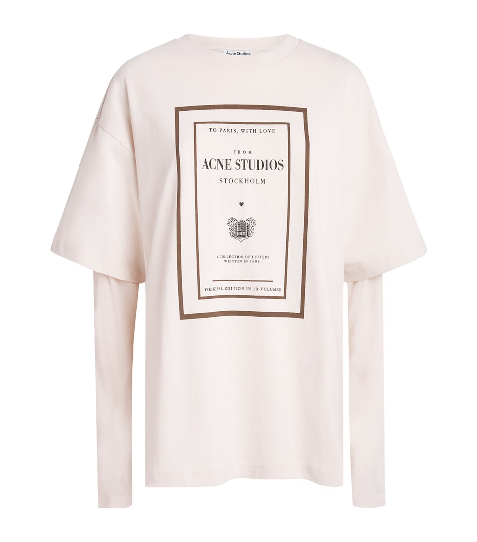 Acne Studios Womens Layered Graphic T-Shirt Warm Beige