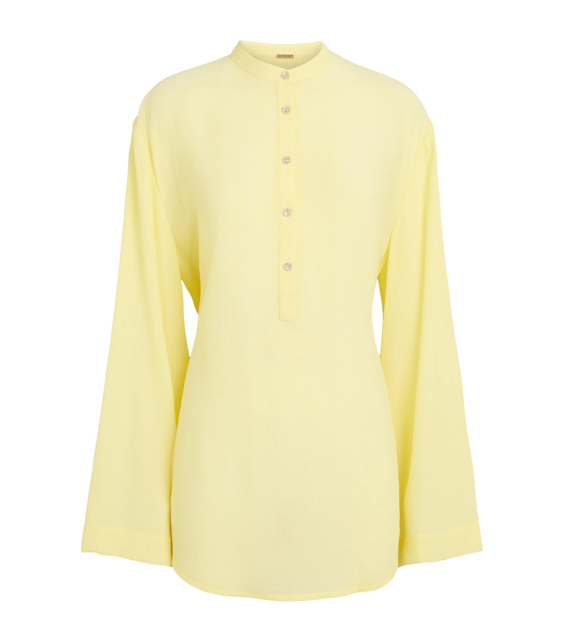 AWAY THAT DAY Womens Long-Sleeve Tunic Btrcp Yllw Crnkl Li