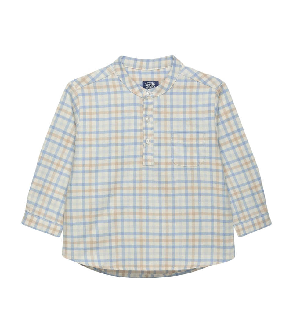Trotters Cotton Oscar Check Shirt (6-24 Months) Pale Blue