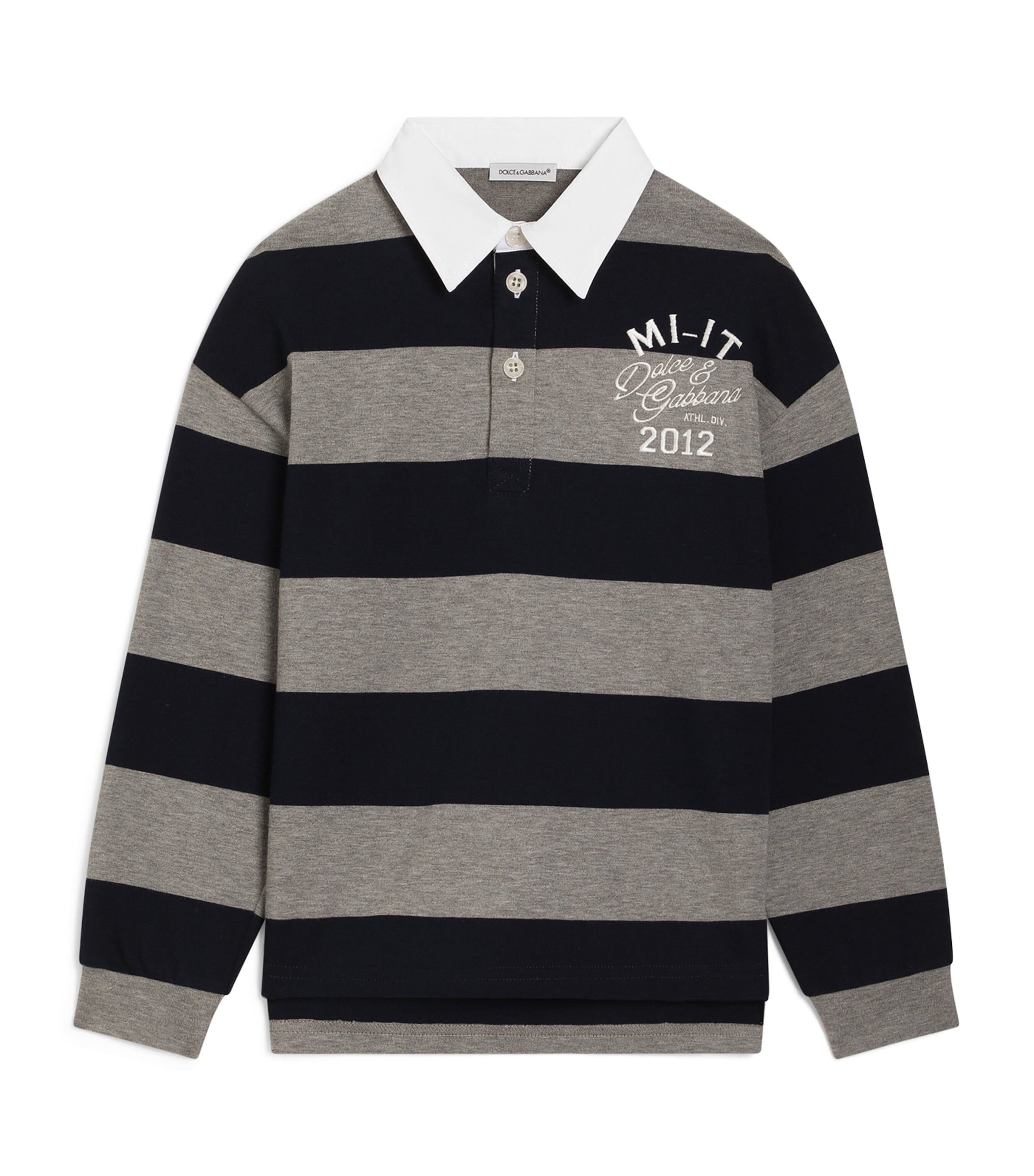 Dolce&Gabbana Kids Cotton Stripe Long-Sleeve Polo Shirt (8-14 Years) Combined Col