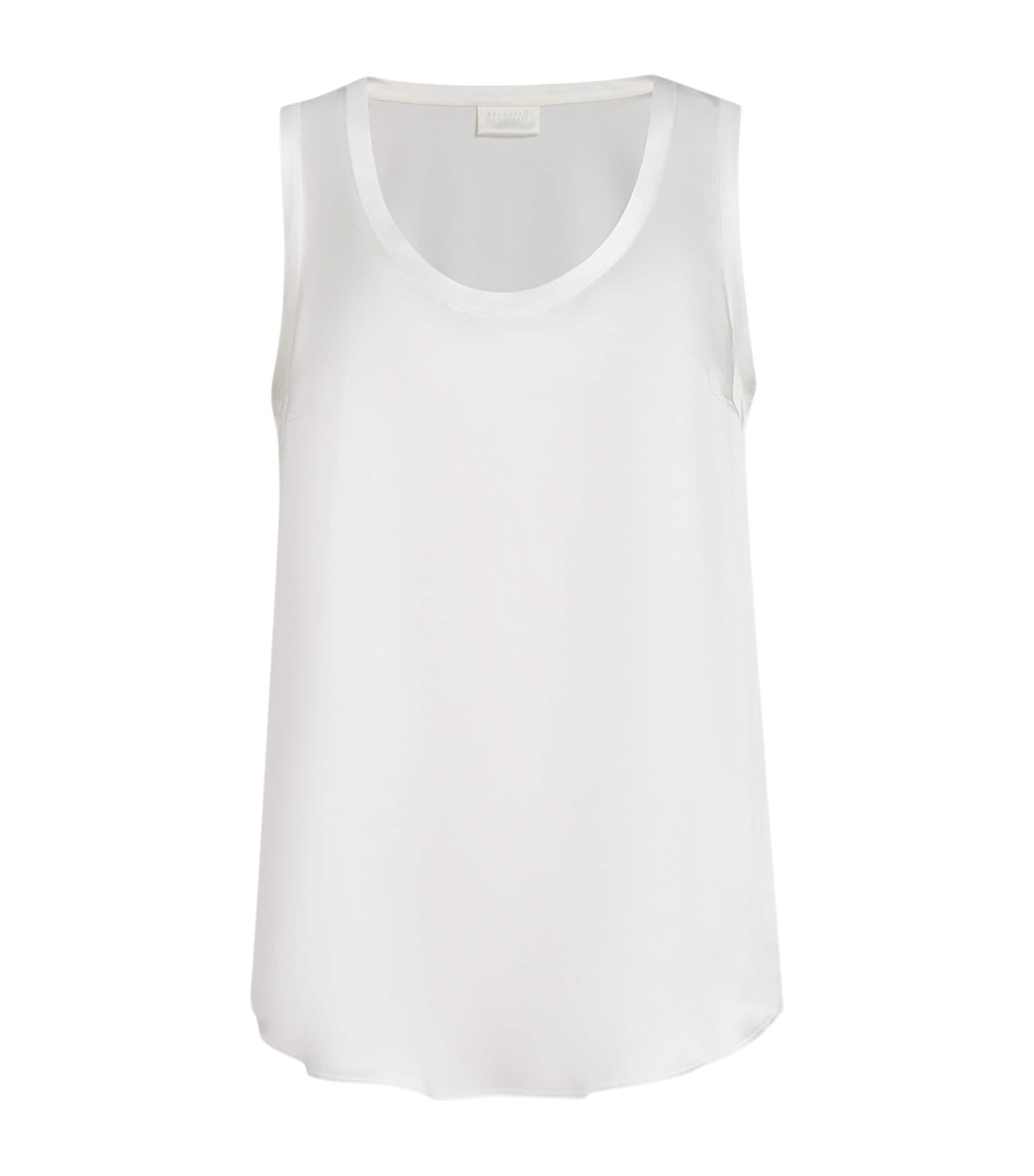 Brunello Cucinelli Womens Stretch-Silk Satin Reversible Tank Top