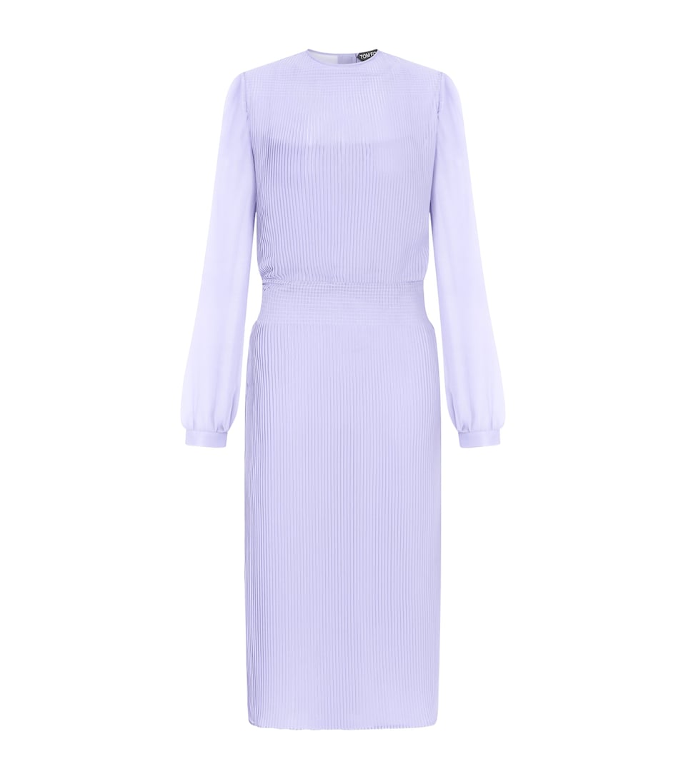 TOM FORD Womens Chiffon Plissé Midi Dress Vae