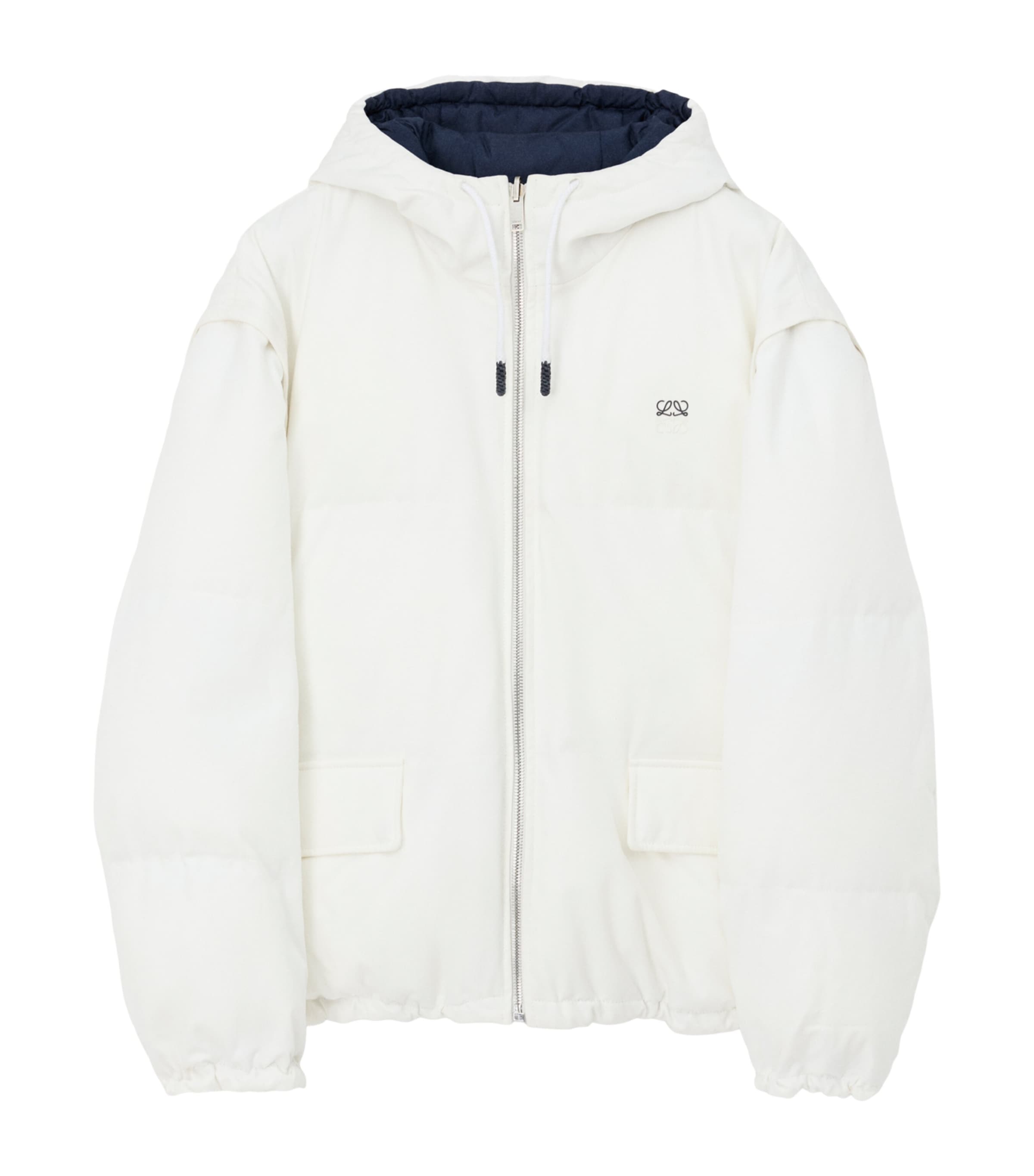 LOEWE Mens Reversible Padded Zip-Up Jacket White/navy