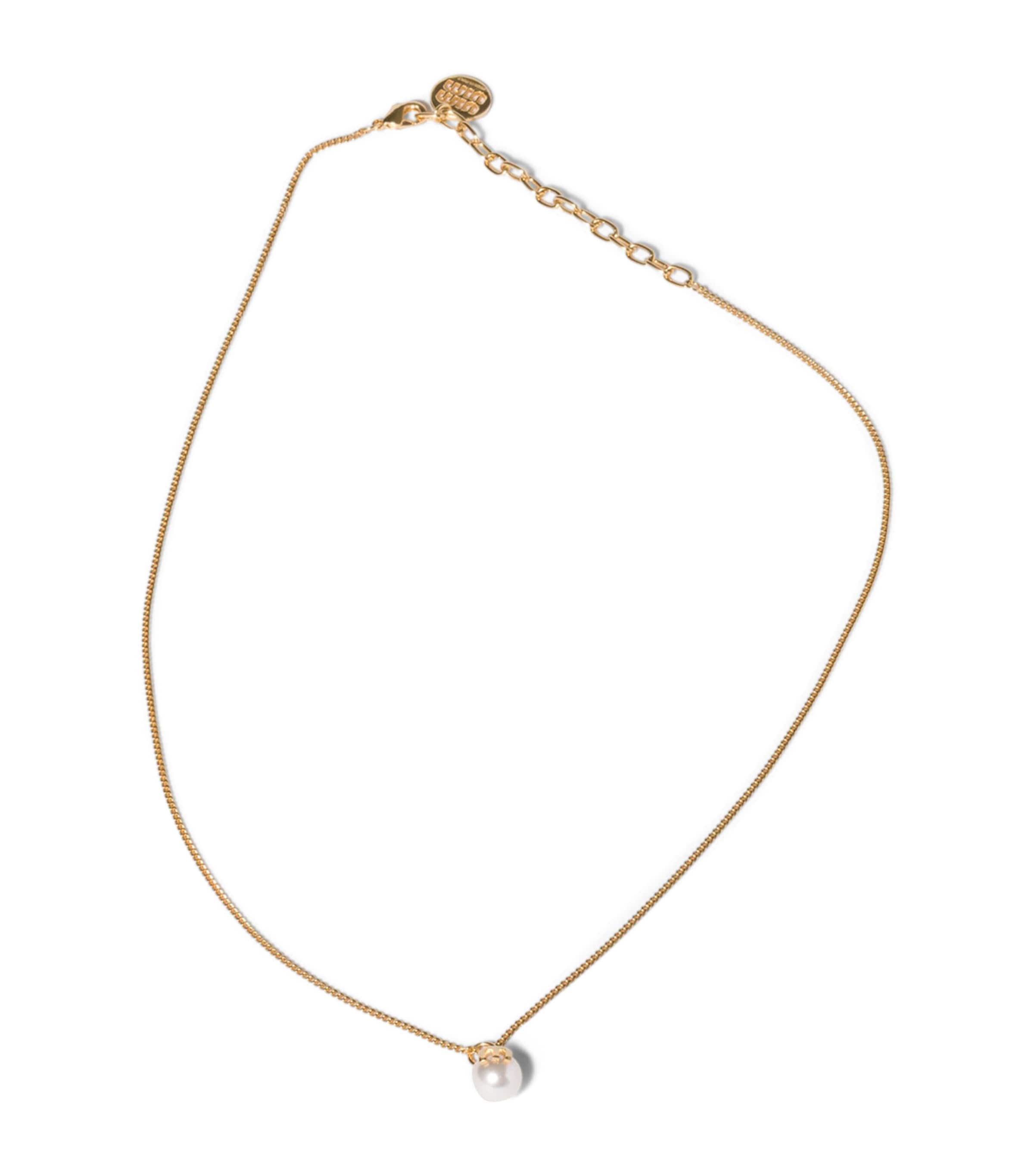 Miu Miu Pearl-Effect Pendant Necklace Gold/silver