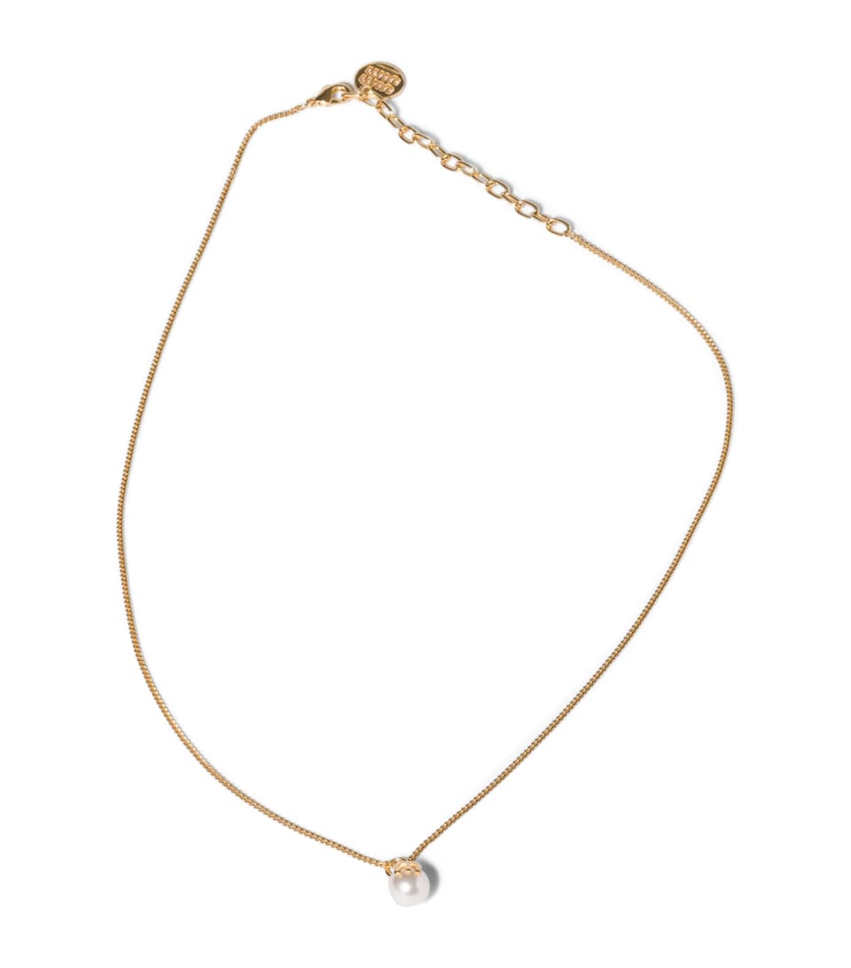 Miu Miu Pearl-Effect Pendant Necklace Gold/silver
