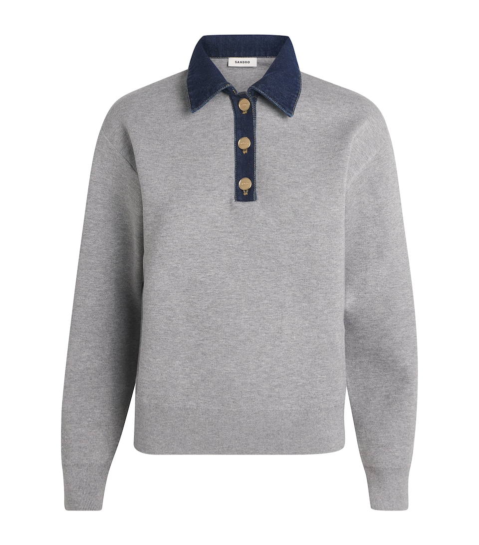 Denim-Collar Sweater