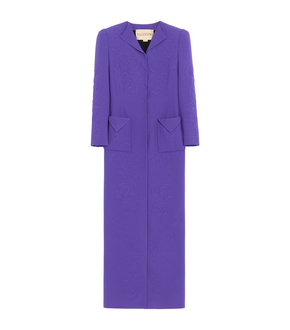 Valentino Womens Floral-Embroidered Coat