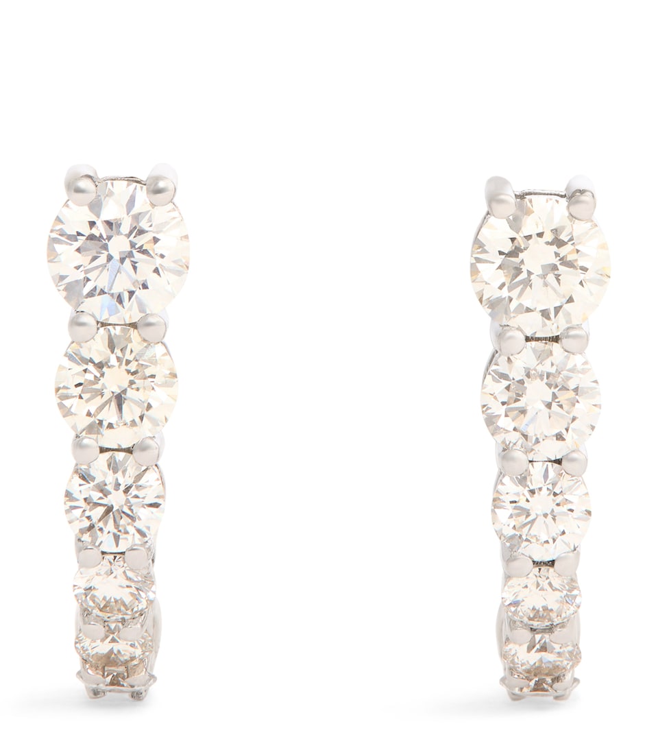 White Gold and Diamond Aria U Huggie Earrings