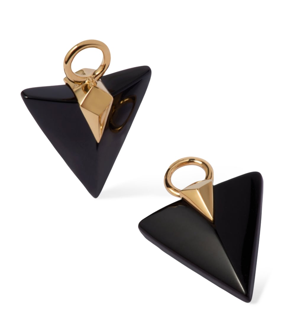 Yellow Gold and Black Onyx Earring Drops