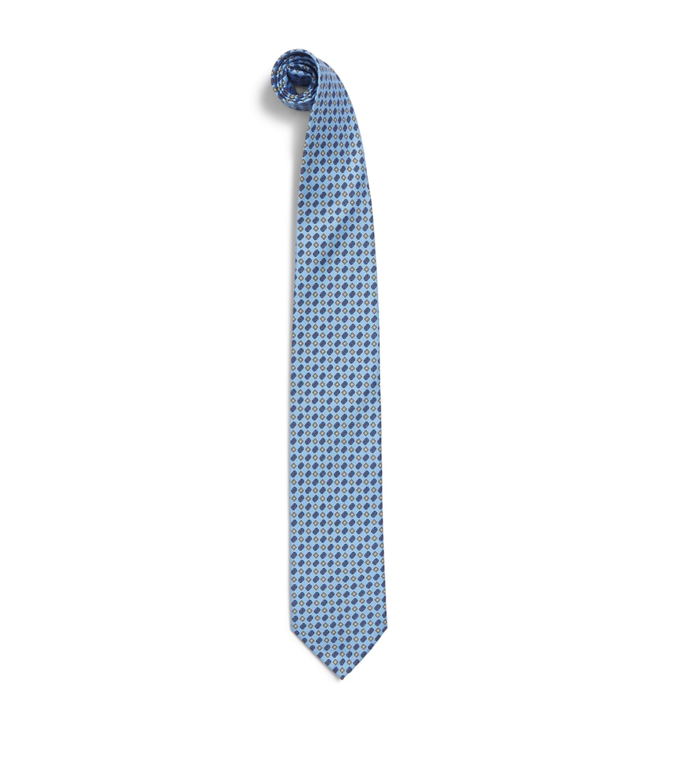 E. Marinella Silk Printed Tie Blue