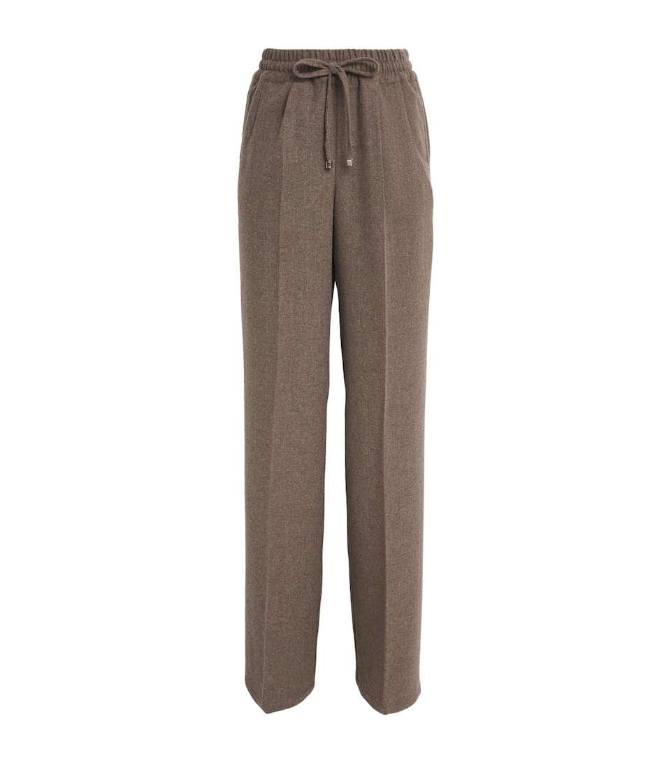 Kiton Womens Virgin Wool-Cashmere Straight Trousers Light Brown Stripe