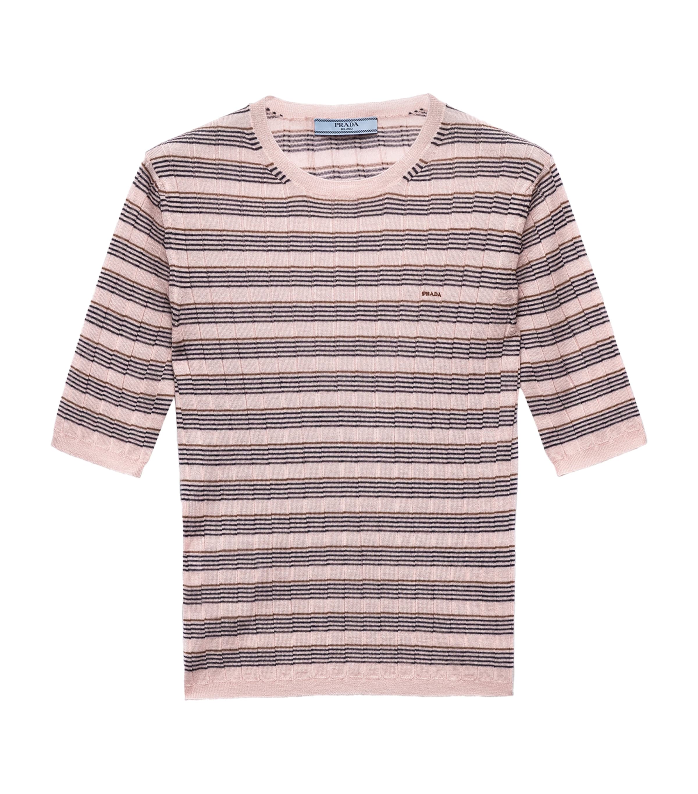 Prada Womens Cashmere-Silk Sweater Pink