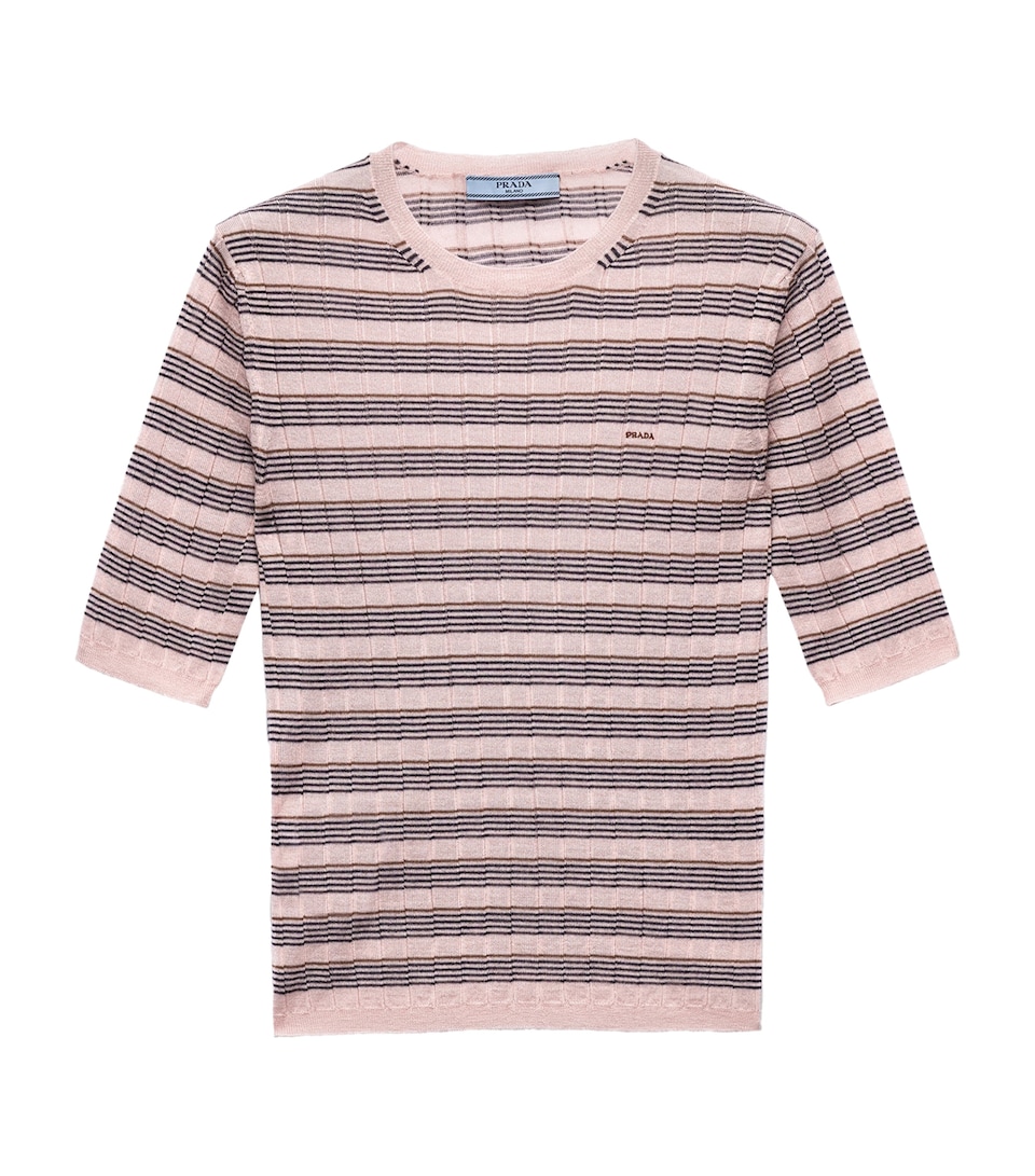 Prada Womens Cashmere-Silk Sweater Pink
