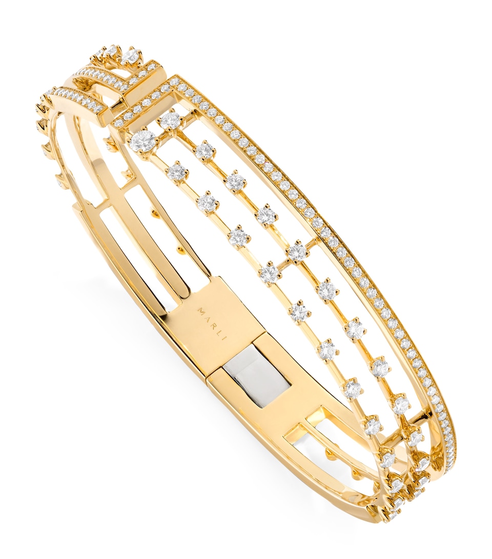 Large Yellow Gold and Diamond Avenues Bangle