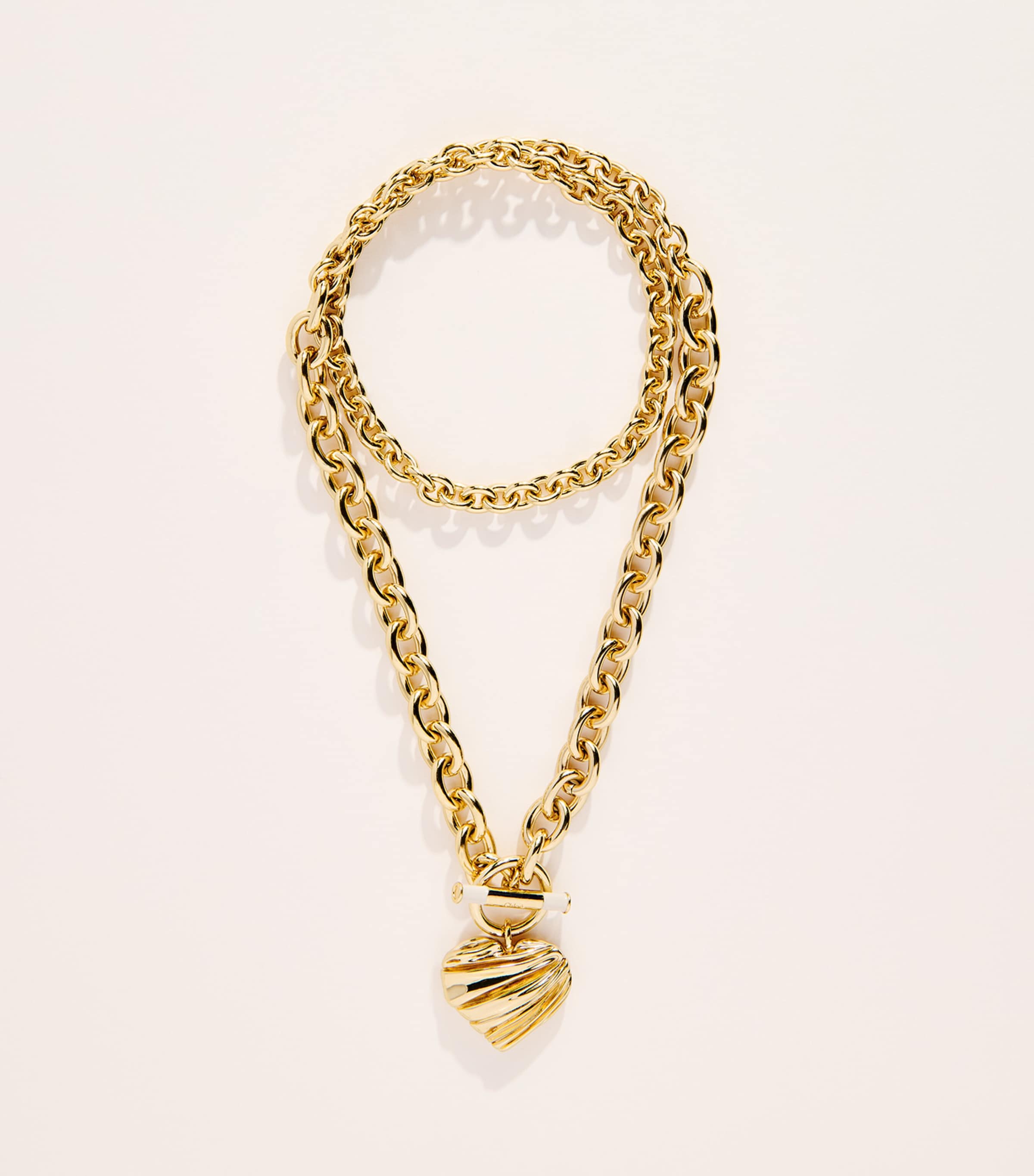 Chloé Heart Pendant Necklace Gold Ivory