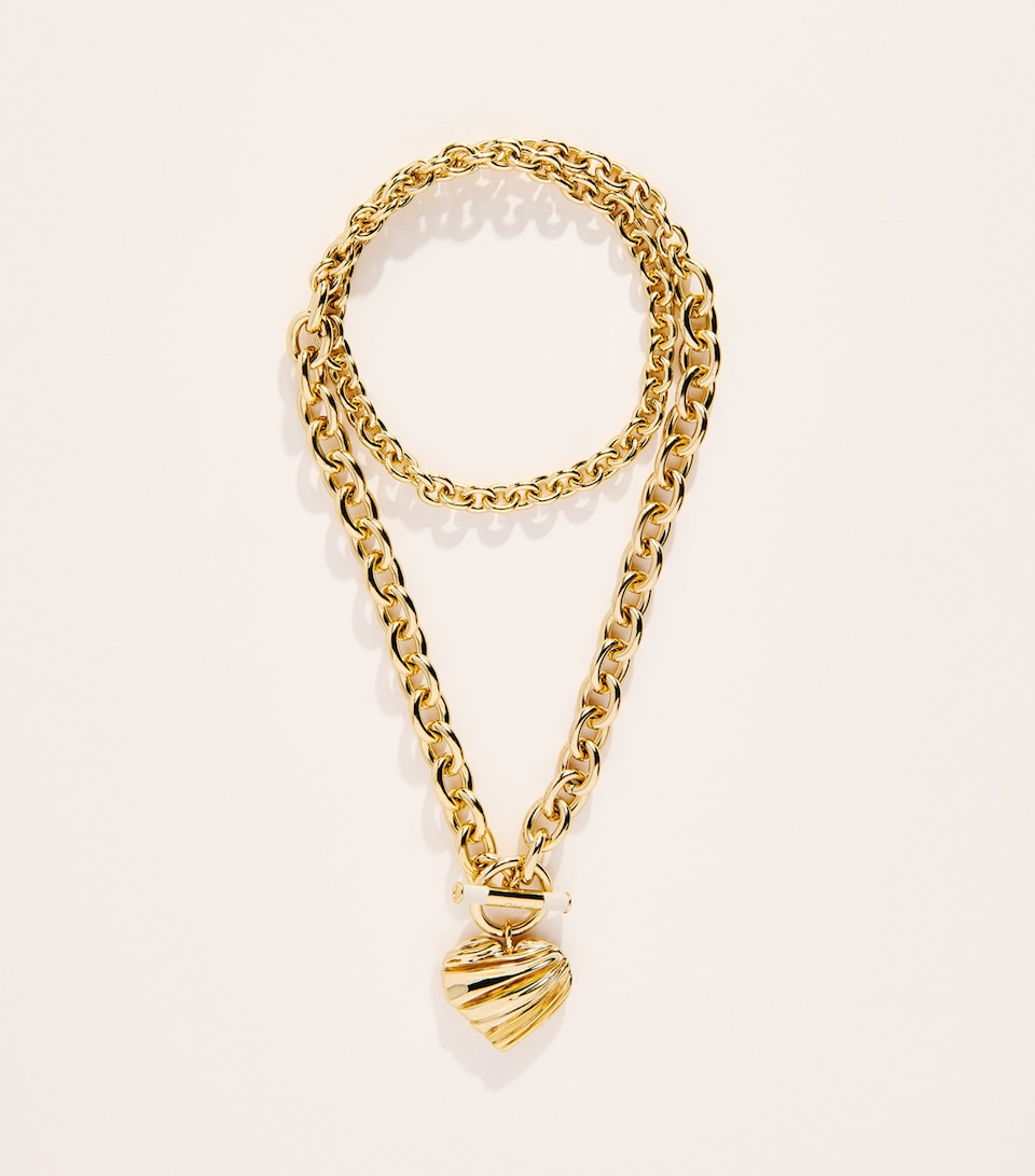 Chloé Heart Pendant Necklace Gold Ivory