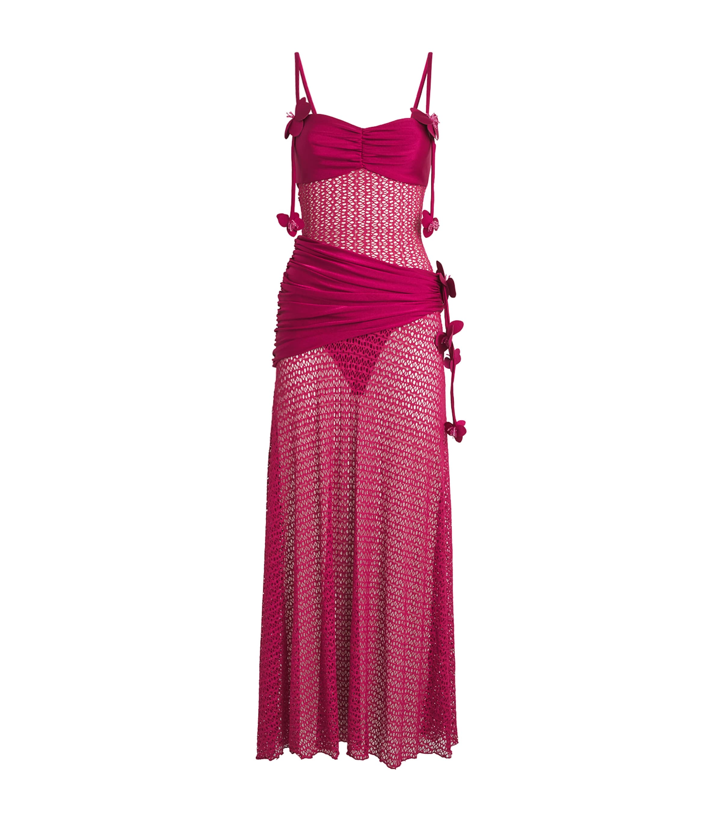 PatBO Womens Crochet-Trim Maxi Dress Magenta