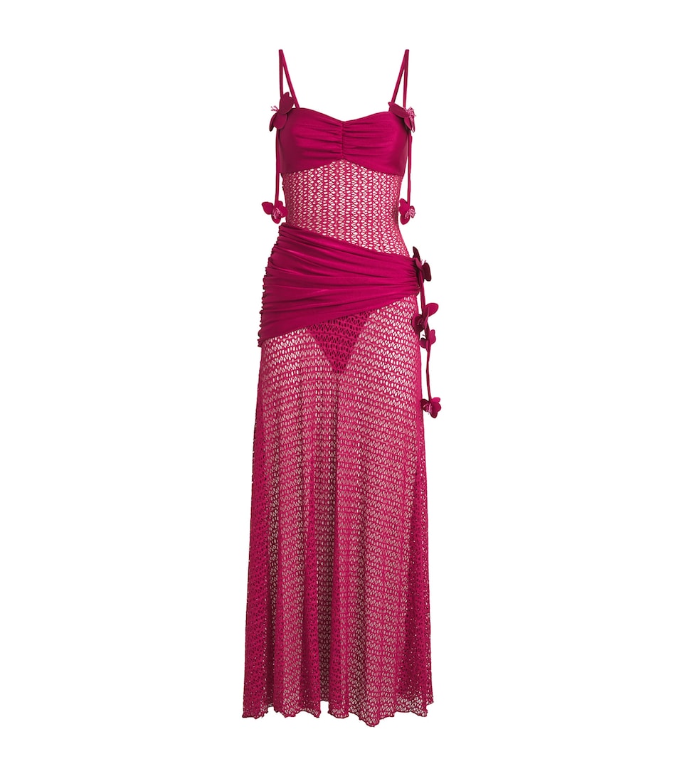 PatBO Womens Crochet-Trim Maxi Dress Magenta