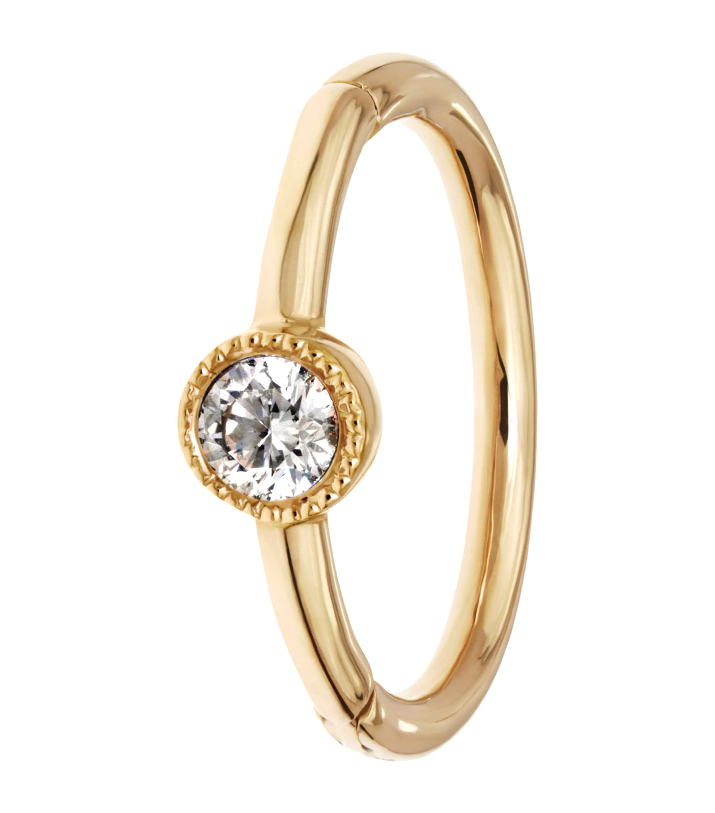 Yellow Gold Scalloped Diamond Hoop Earring (8mm)