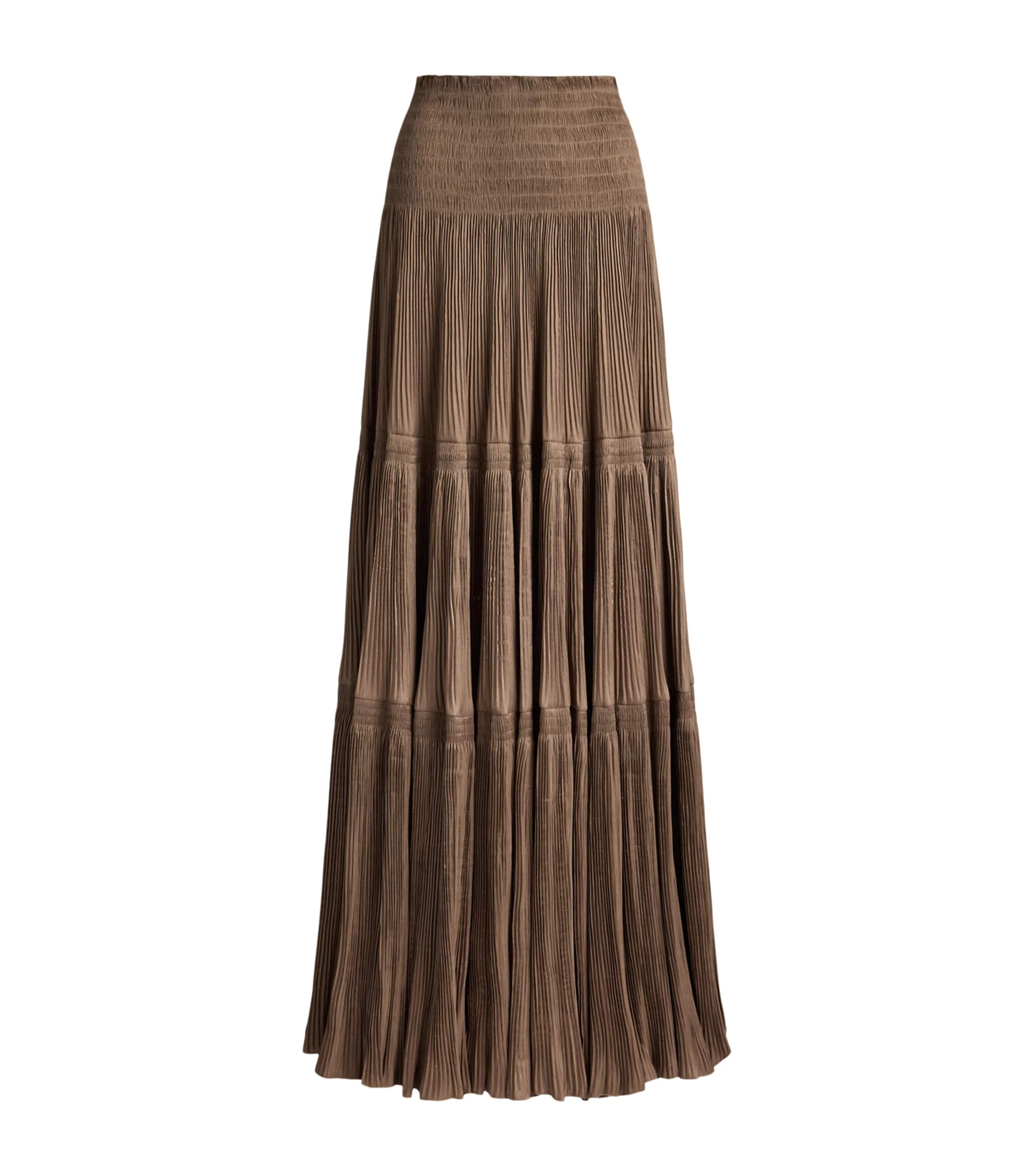 Ralph Lauren Collection Womens Pleated Adeena Maxi Skirt Taupe