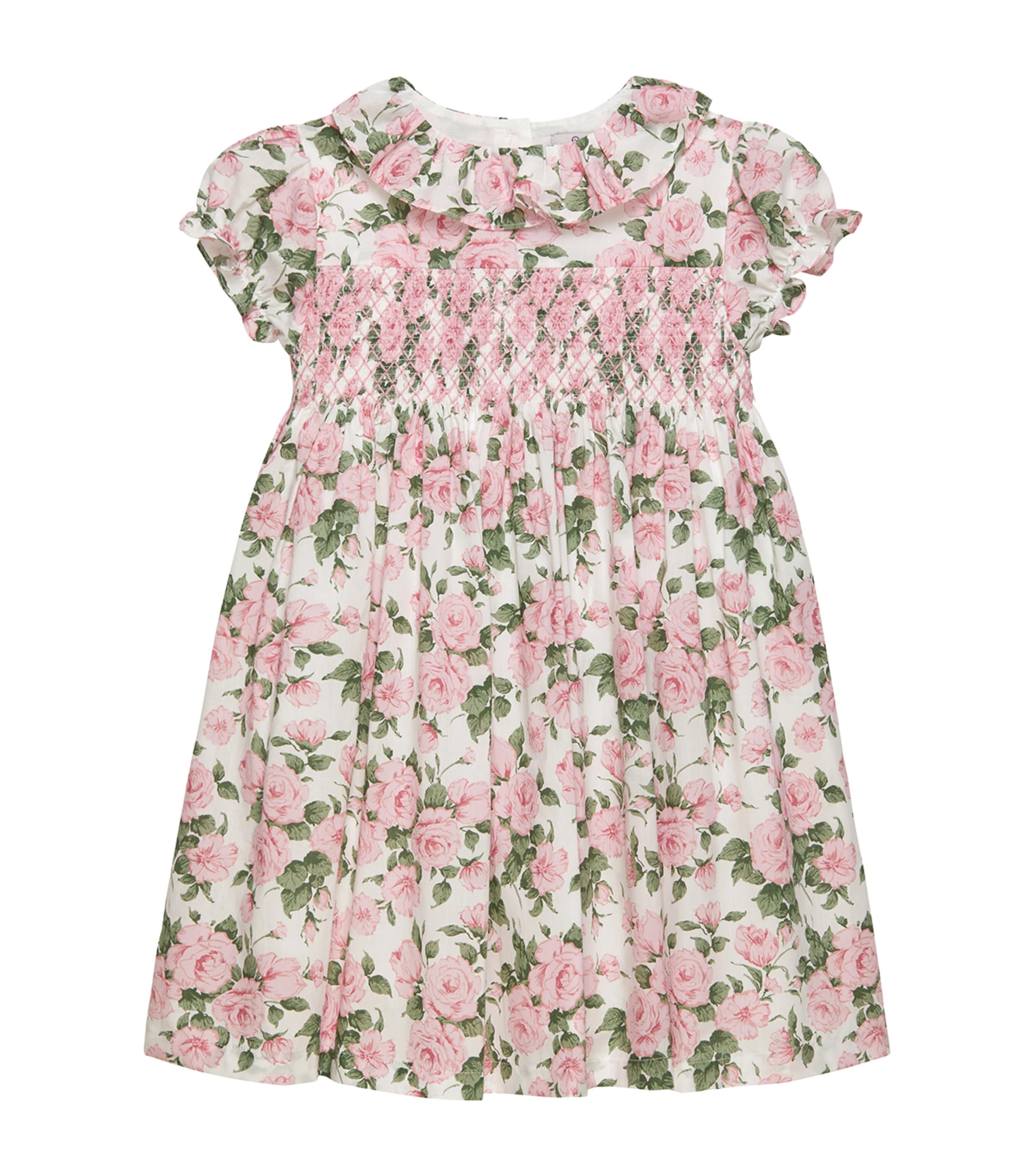 Trotters Cotton Liberty Print Carline Dress (2-5 Years) Pink Carline Rose