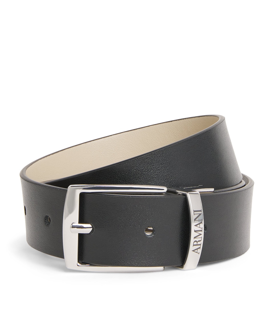 Emporio Armani Kids Leather Logo Belt Nero/corda