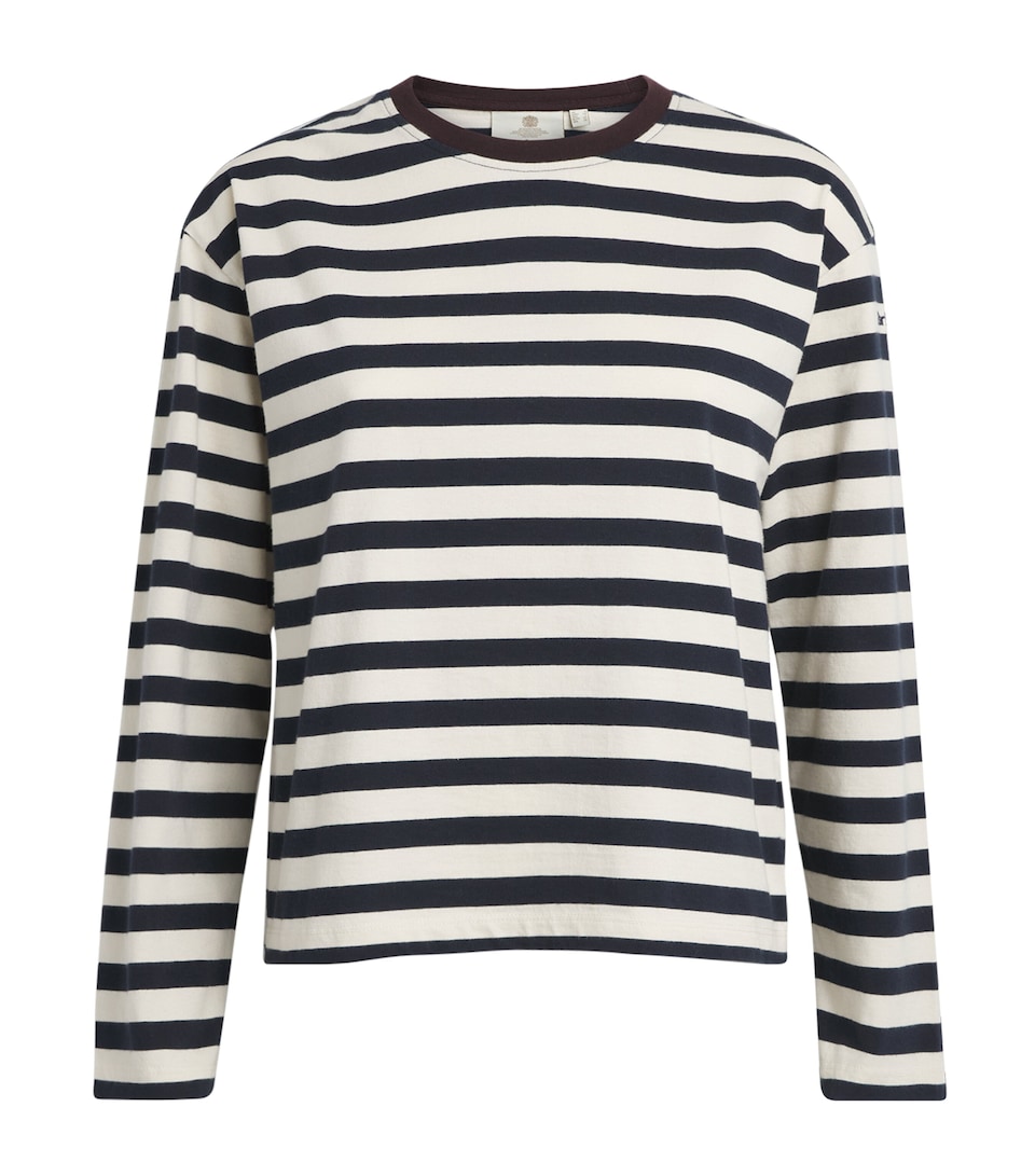 Barbour Womens Cotton Stripe Woodhouse Long-Sleeve T-Shirt Dark Navy /birch