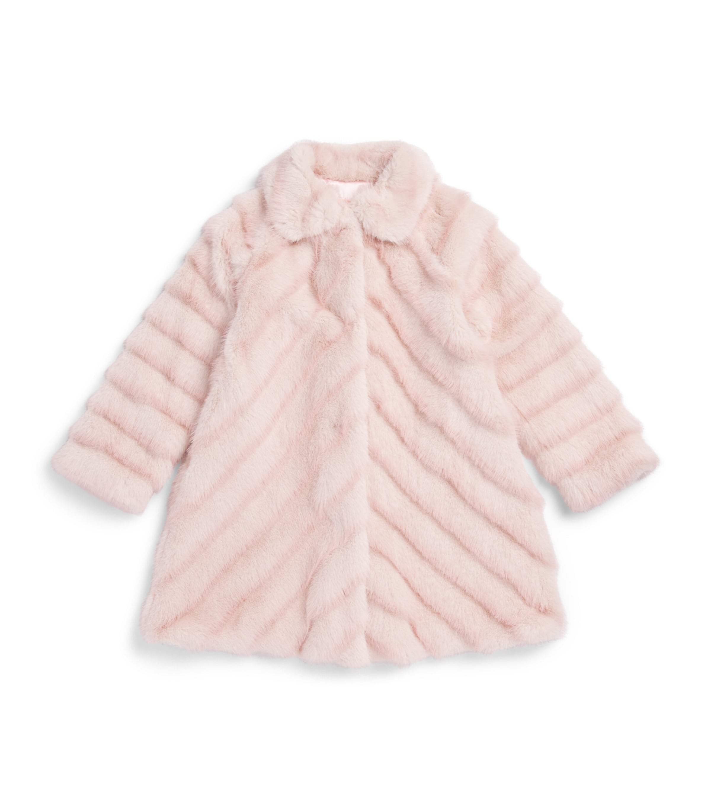 Monnalisa Faux Fur Striped Coat (6 Months-6 Years) Rosa Antico