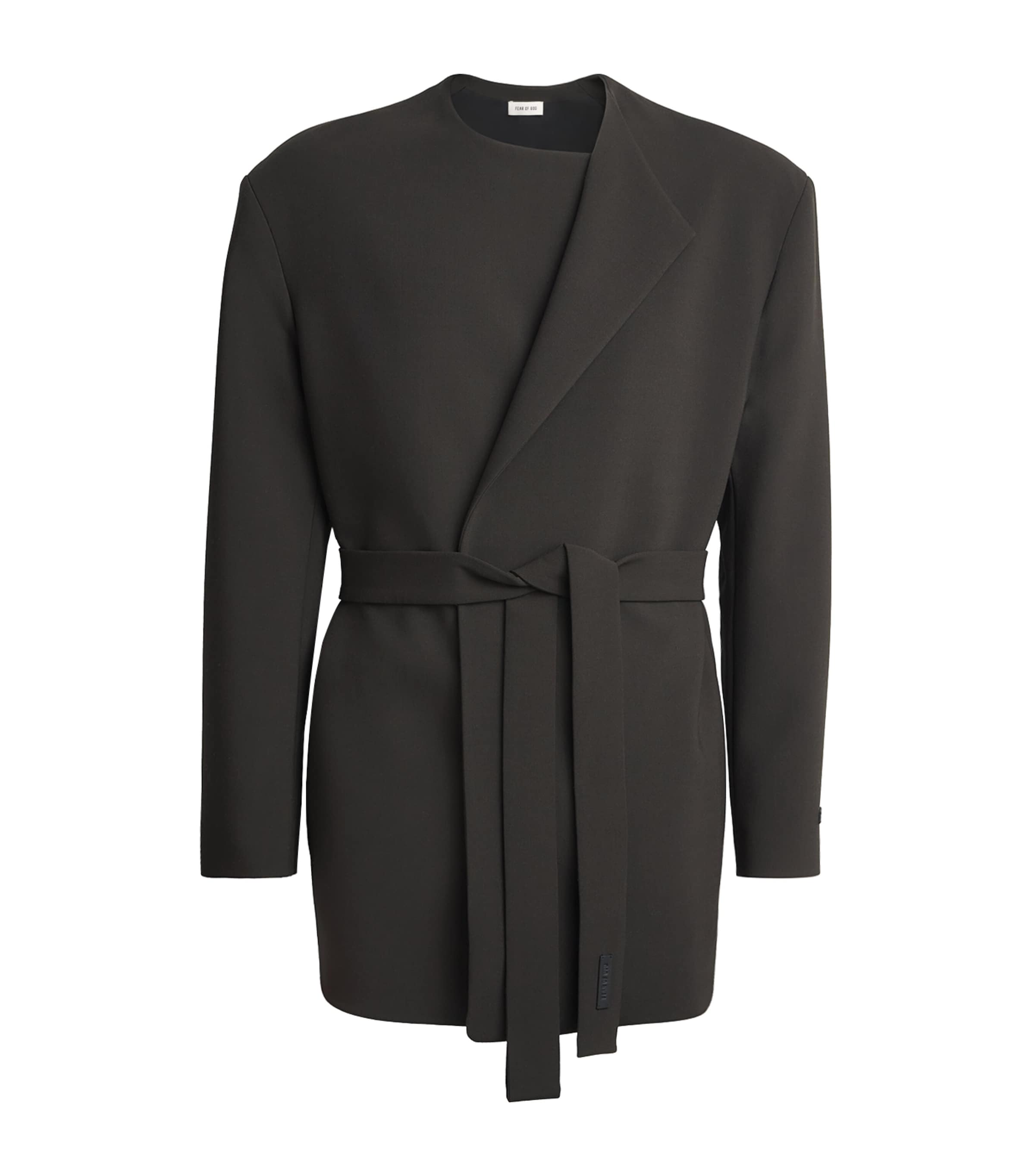 Virgin Wool-Blend Collarless Jacket