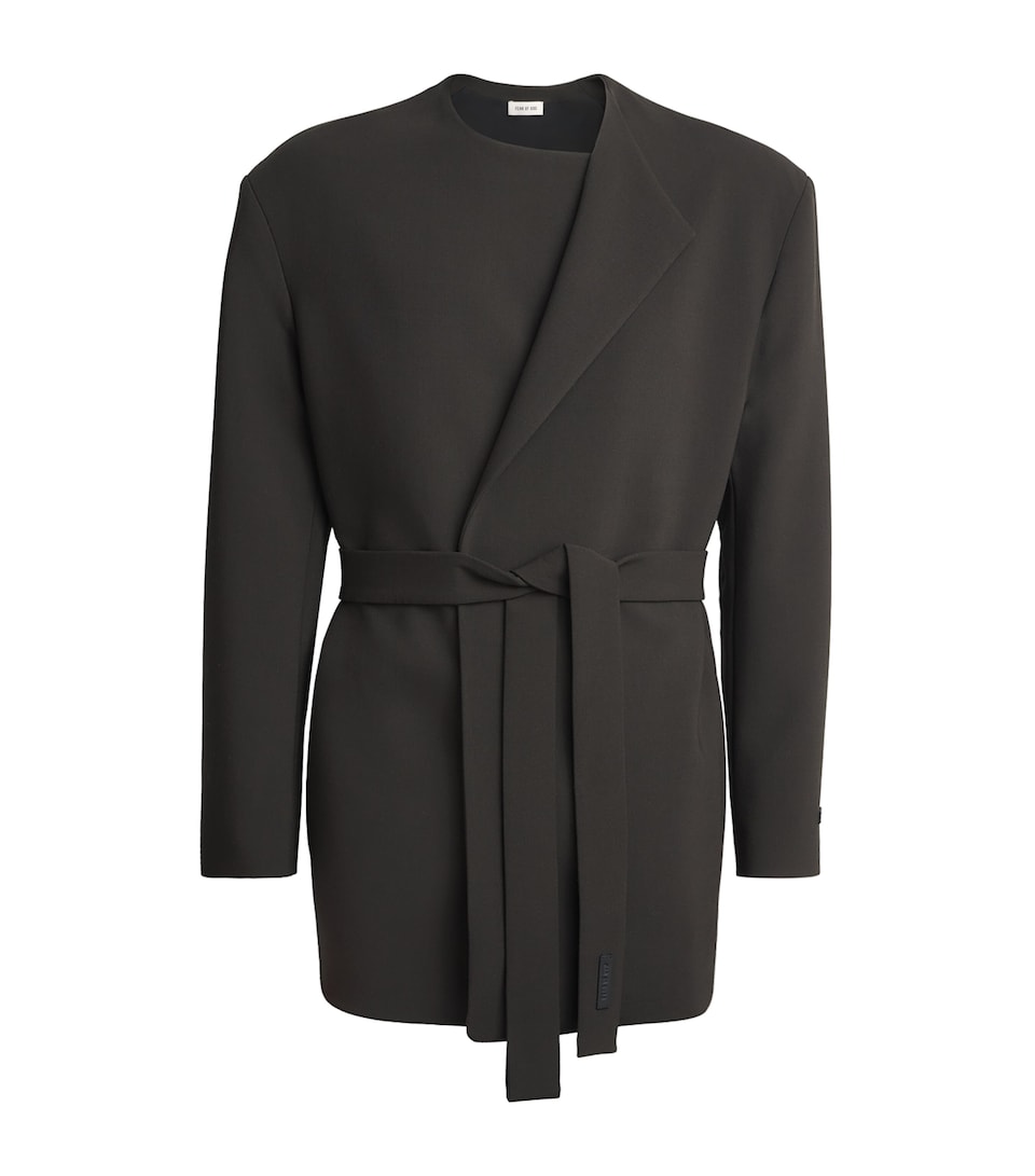 Virgin Wool-Blend Collarless Jacket