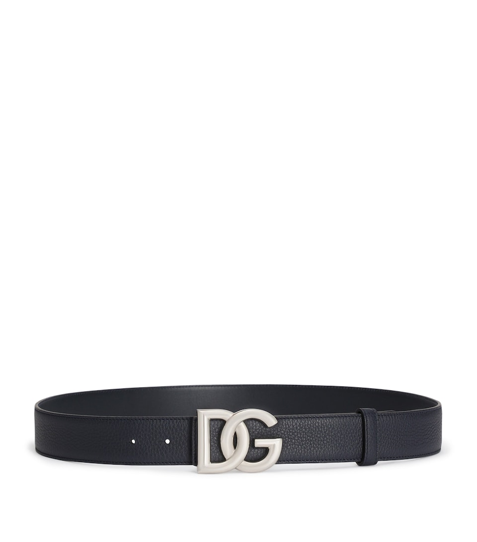 Dolce&Gabbana Leather Logo Belt Blue
