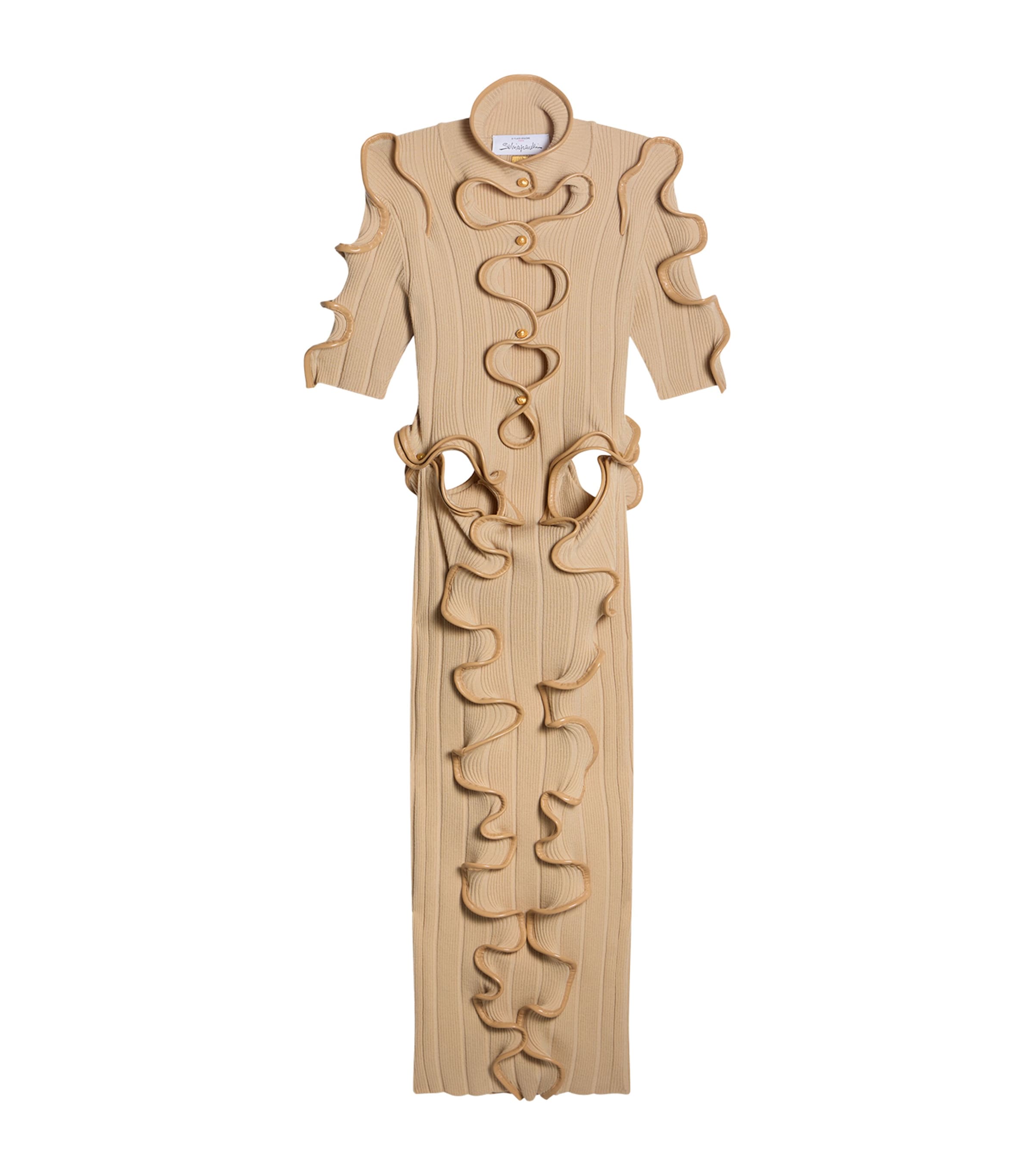 Schiaparelli Womens Wool-Blend Ruffled Midi Dress Nude