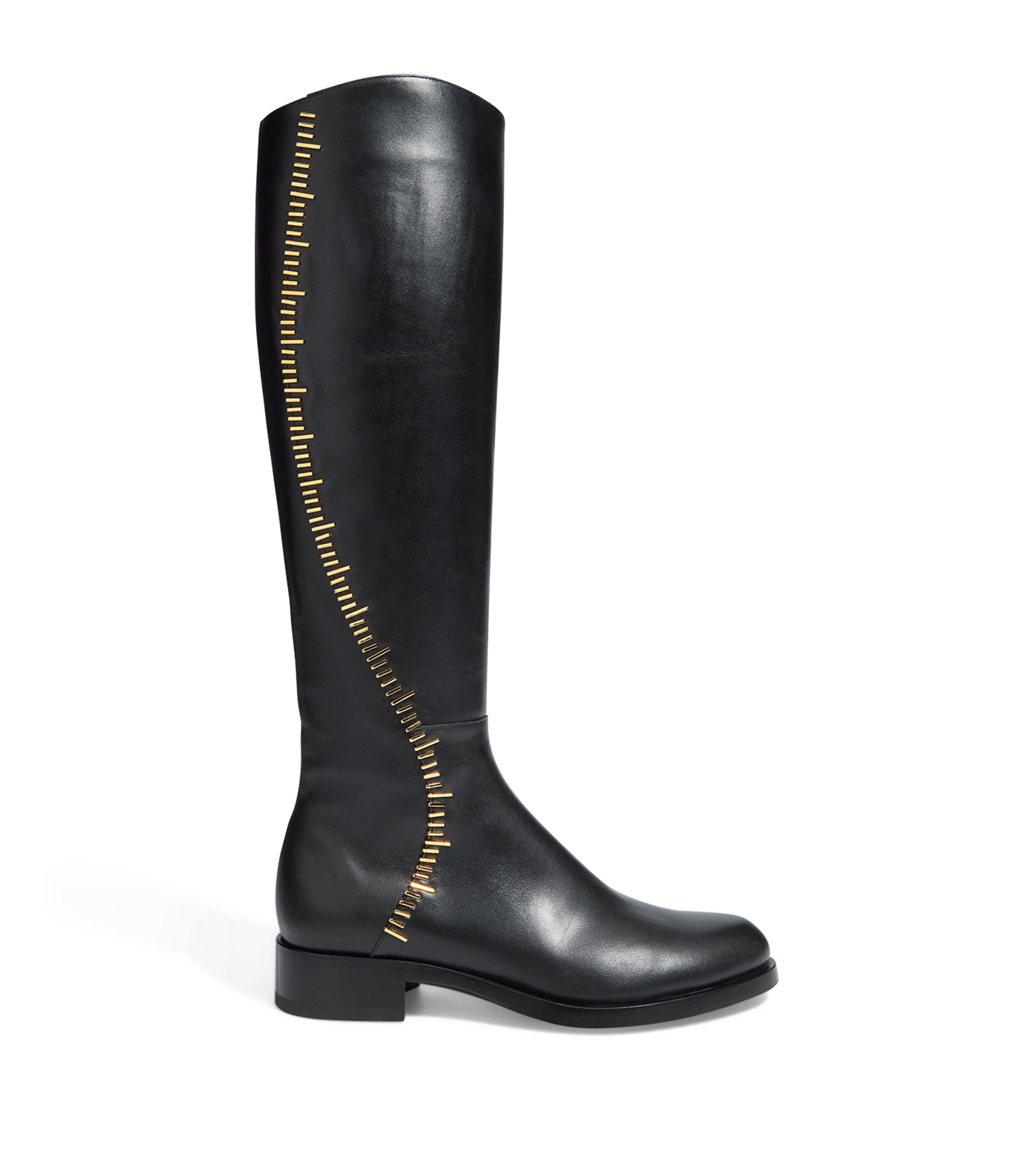 Leather Measuring Tape Knee-High Boots