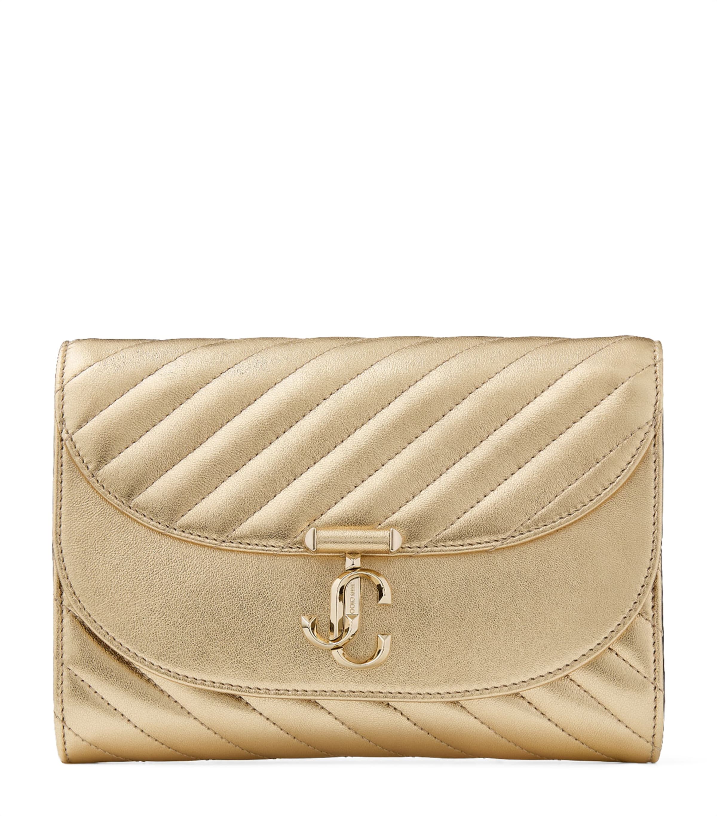 Jimmy Choo Leather Curve Clutch Bag Gold/shiny Gold