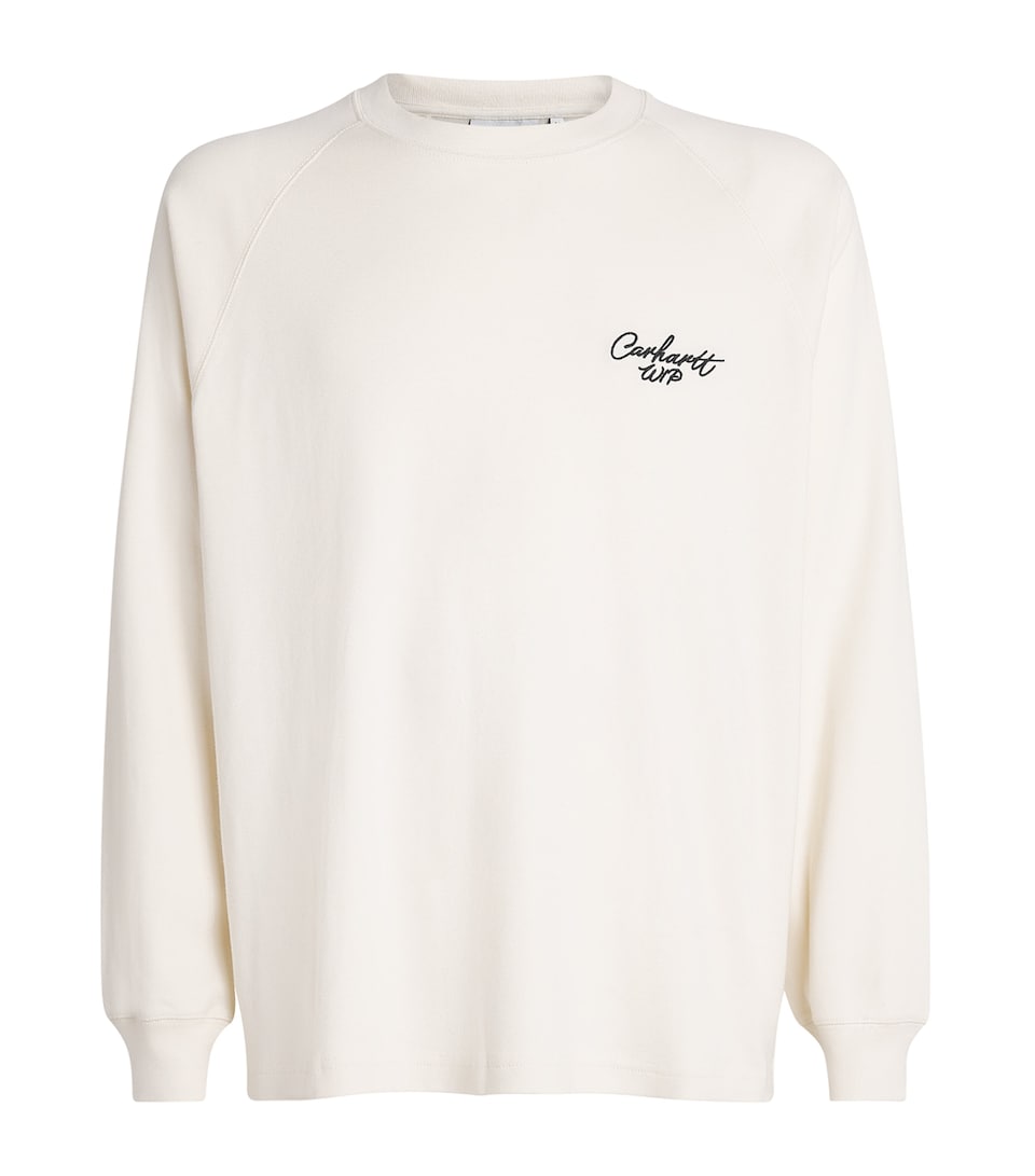 Carhartt WIP Mens Cotton Signature Long-Sleeve T-Shirt Wax/black