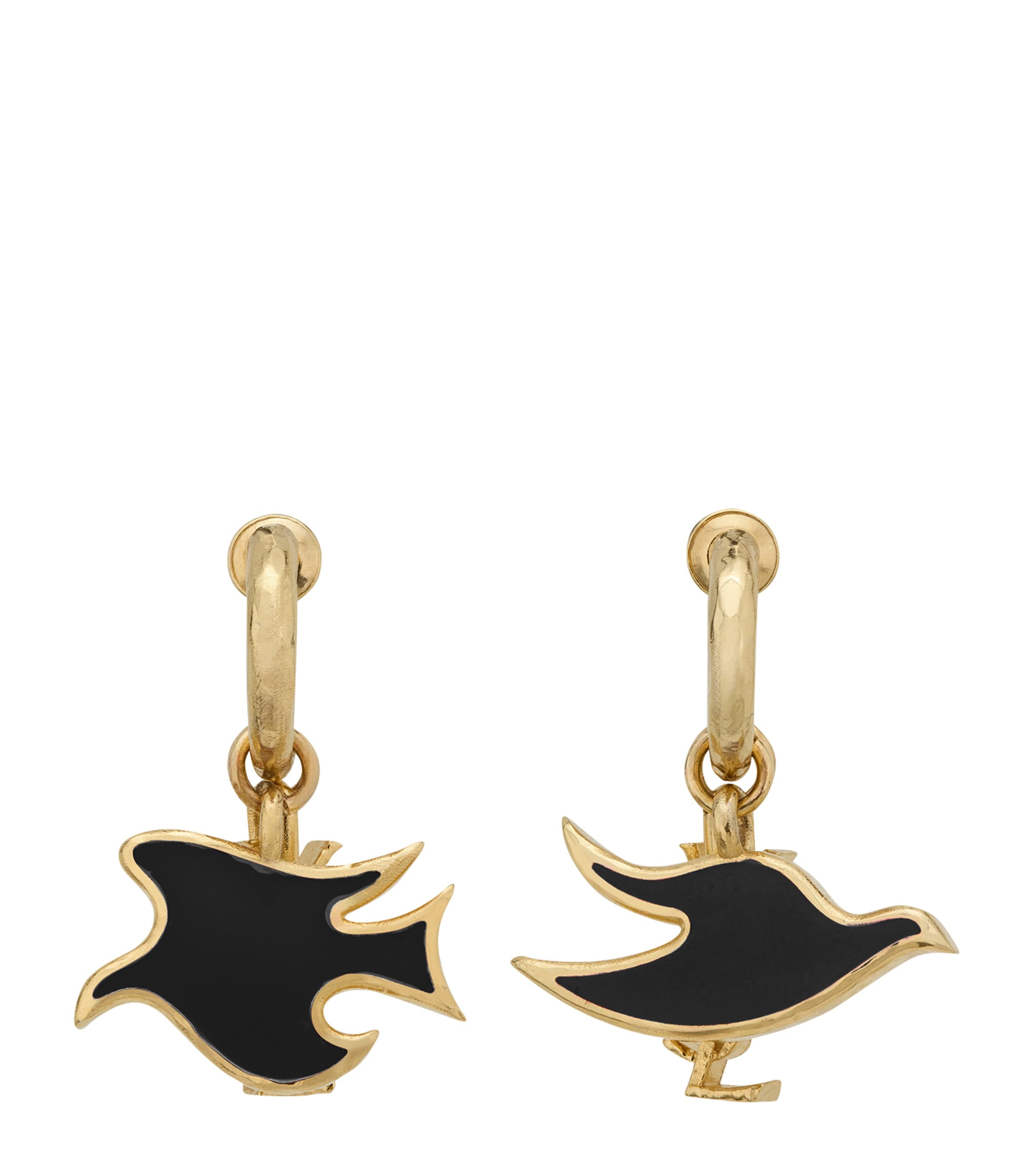 Saint Laurent Cassandre Dove Charm Hoop Earrings
