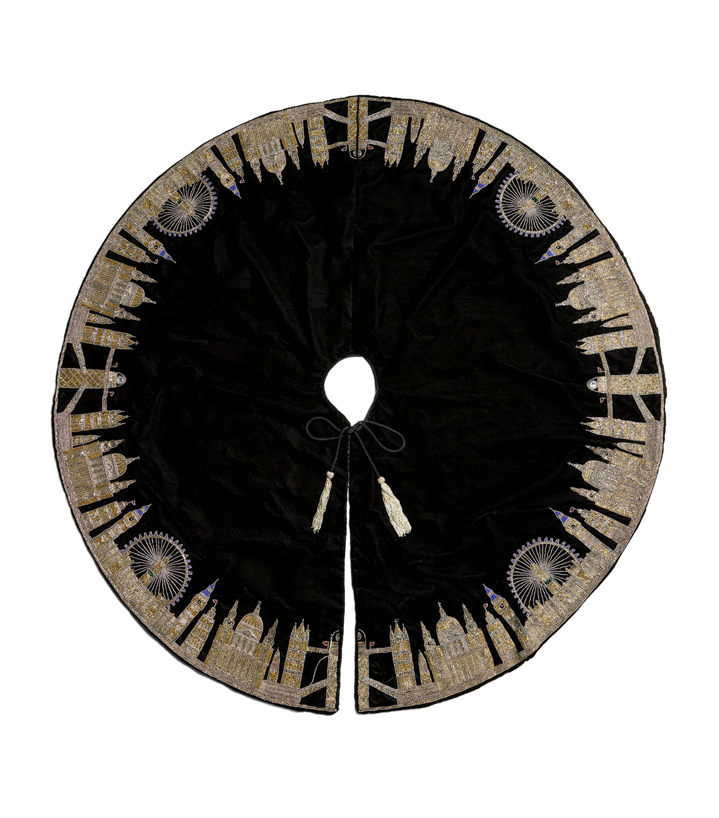 Harrods Embroidered London Skyline Tree Skirt Black
