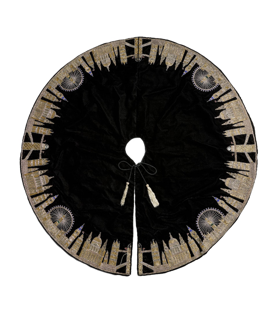 Harrods Embroidered London Skyline Tree Skirt Black