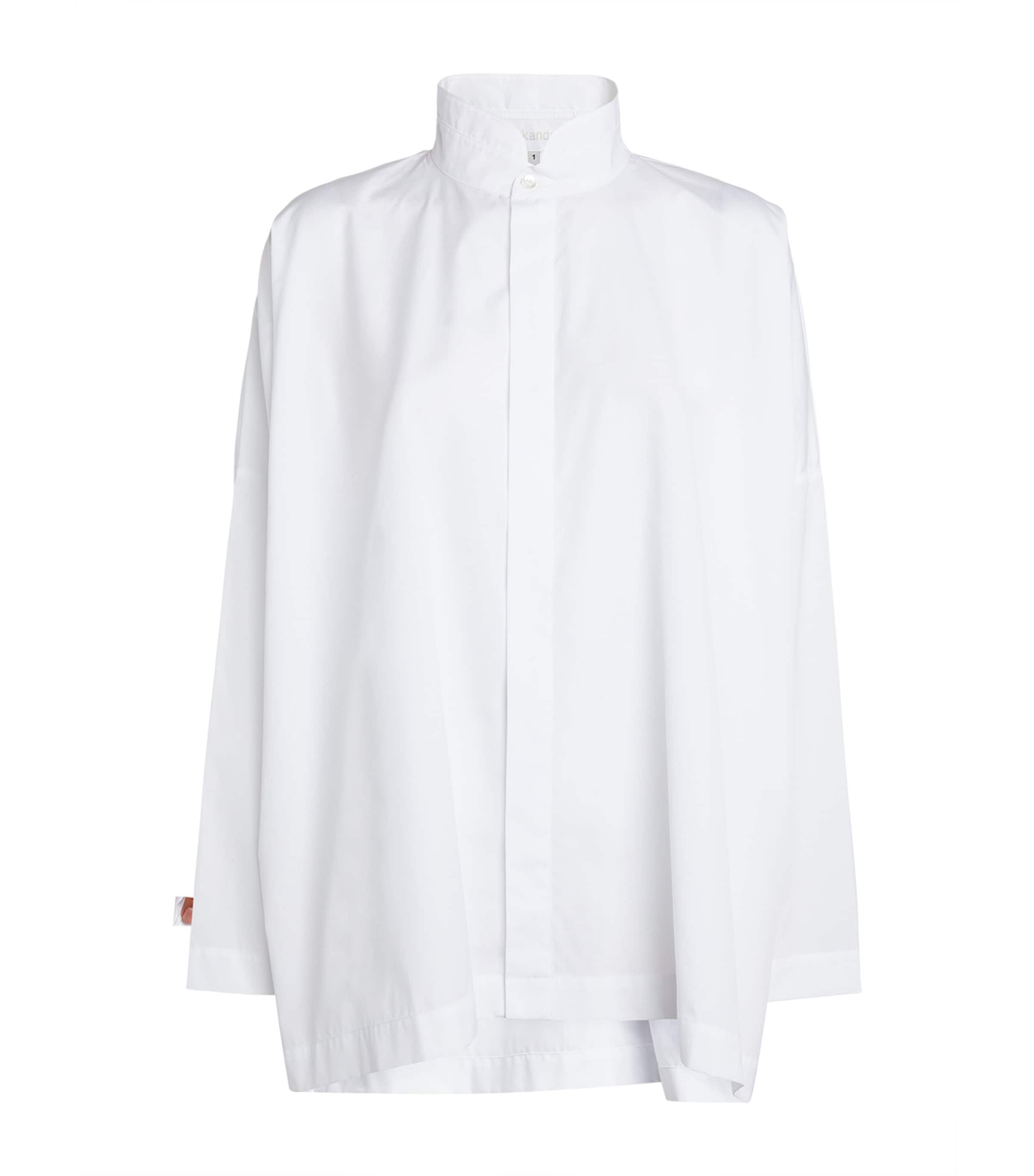 Eskandar Womens Cotton Stand-Collar Shirt White